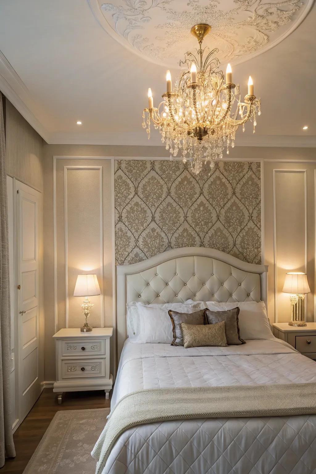 A chandelier adds luxury to any space.