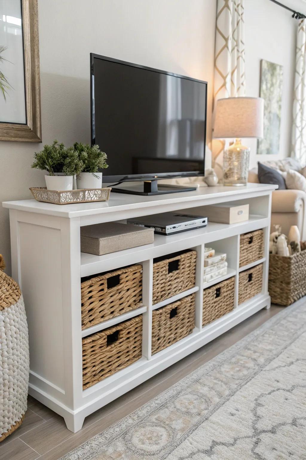 Combine style and practicality with decorative storage.