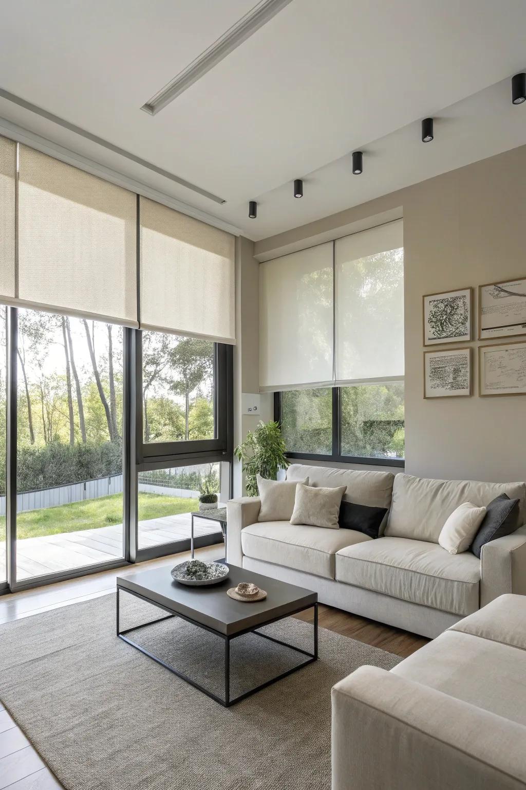 Achieve a minimalist style with sleek vertical shades.