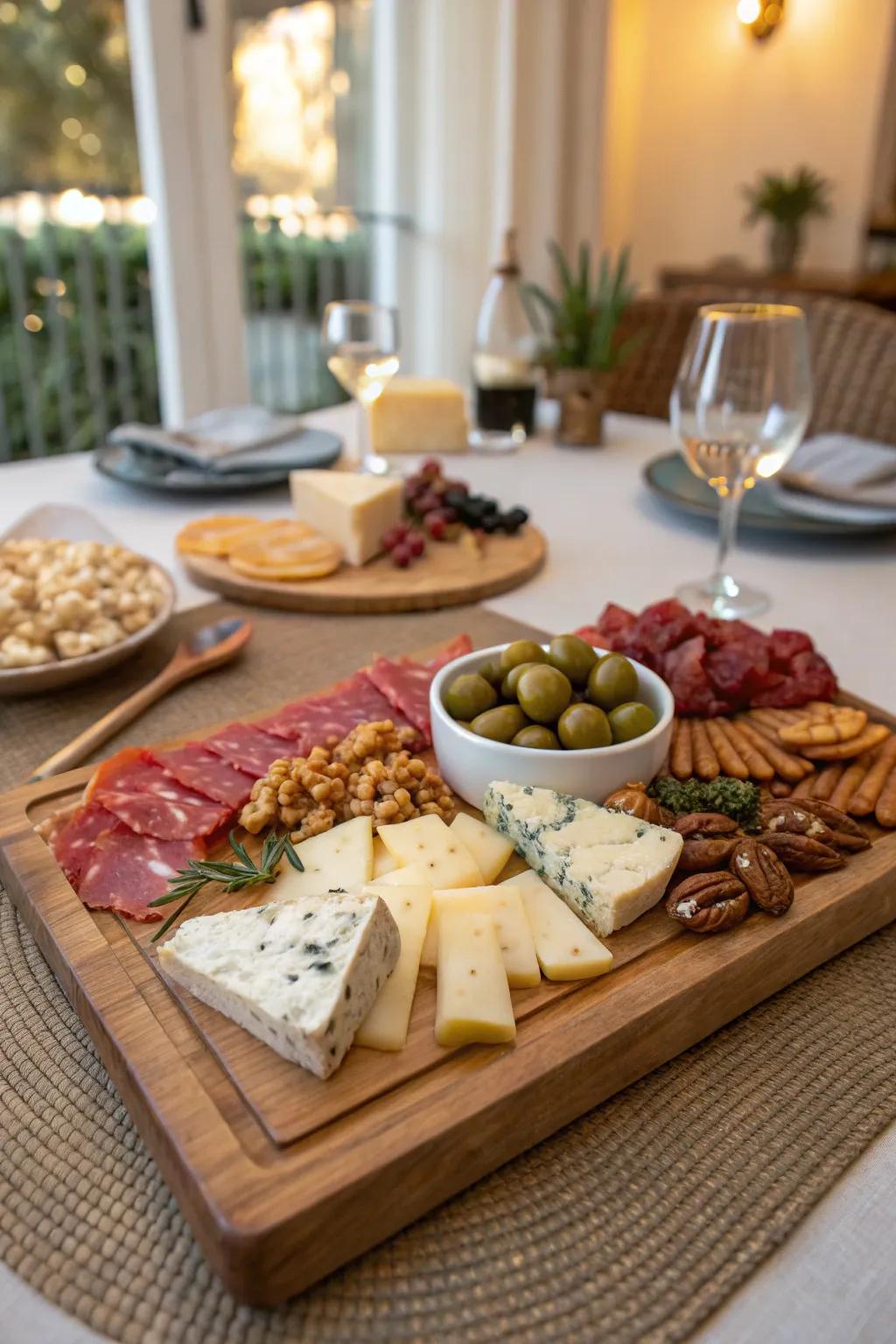 A thoughtfully curated cheese board complements any wine social gathering.