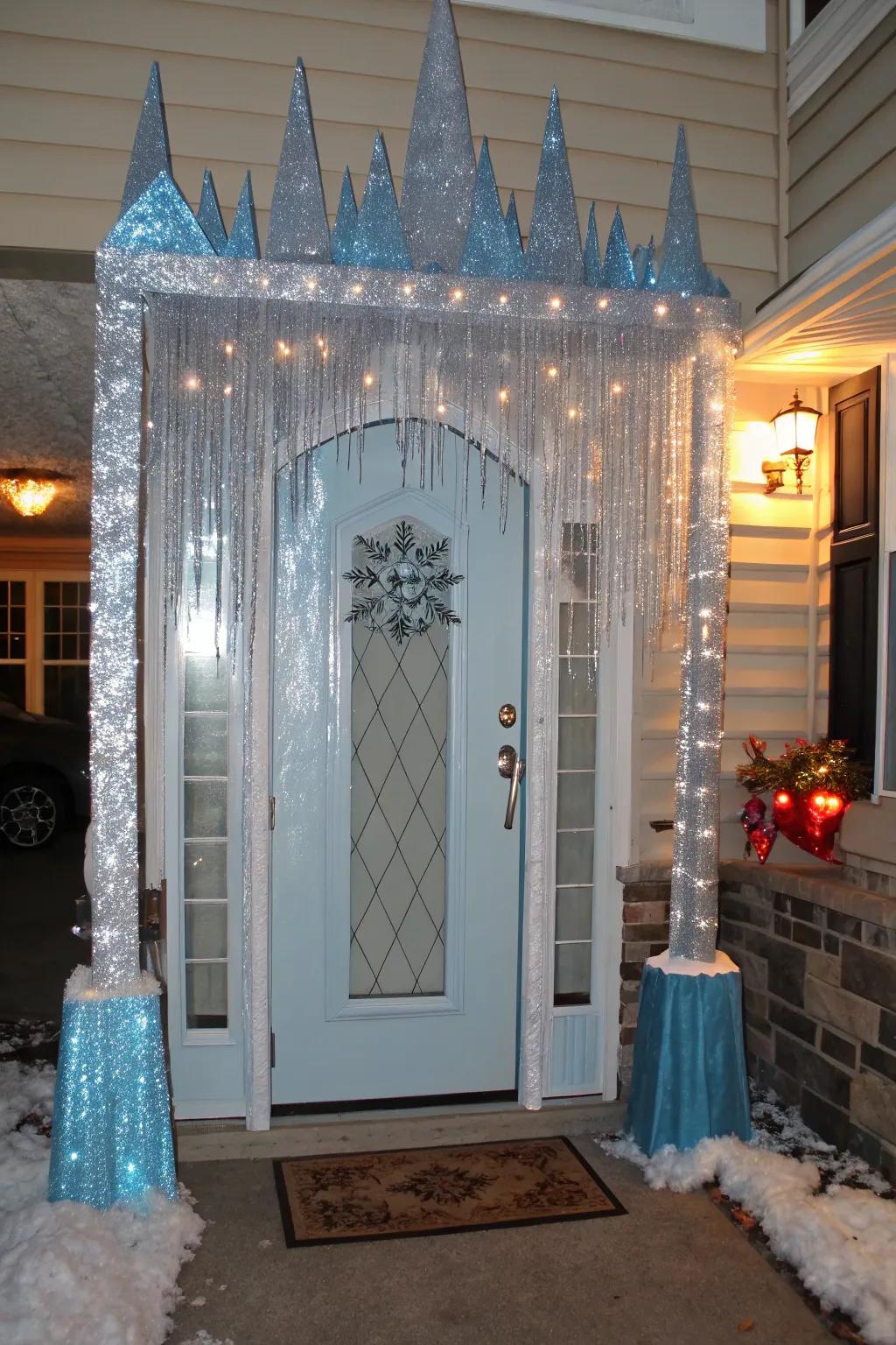 An elegant ice palace entrance to dazzle and impress.