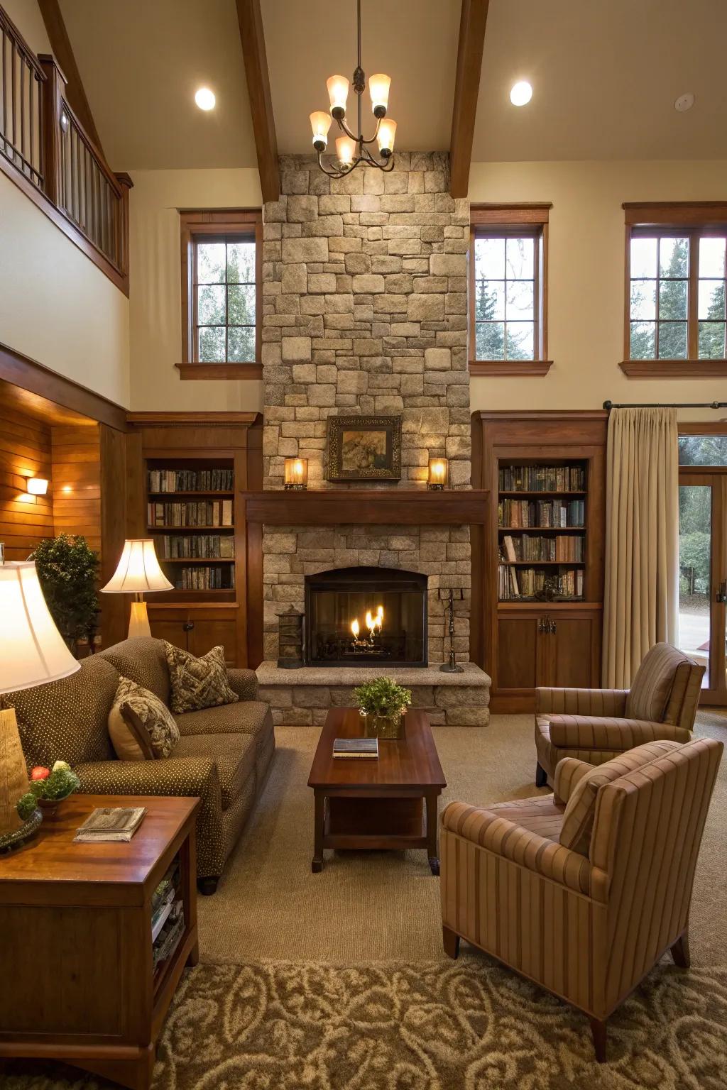 Arrange your space with the fireplace as the gathering spot.