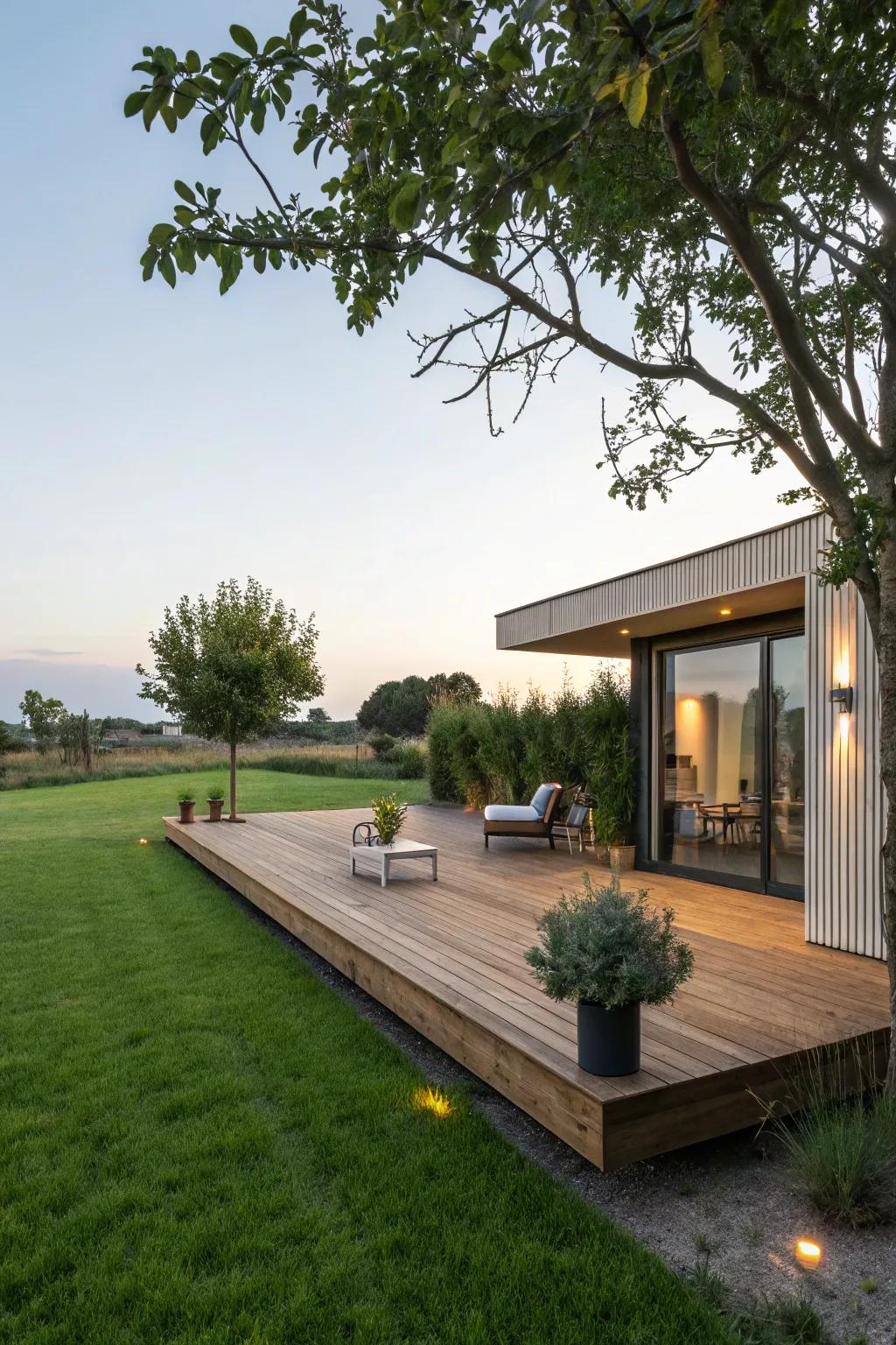 Floating decks provide a contemporary and versatile outdoor solution.