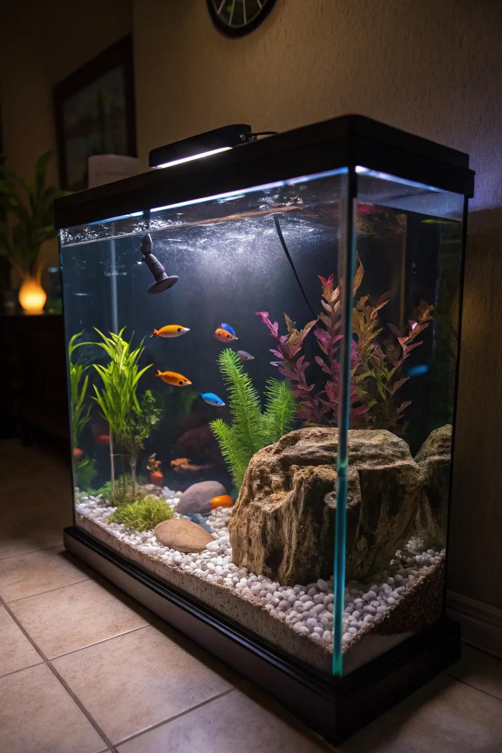 Enhance your tank's beauty using creative lighting.