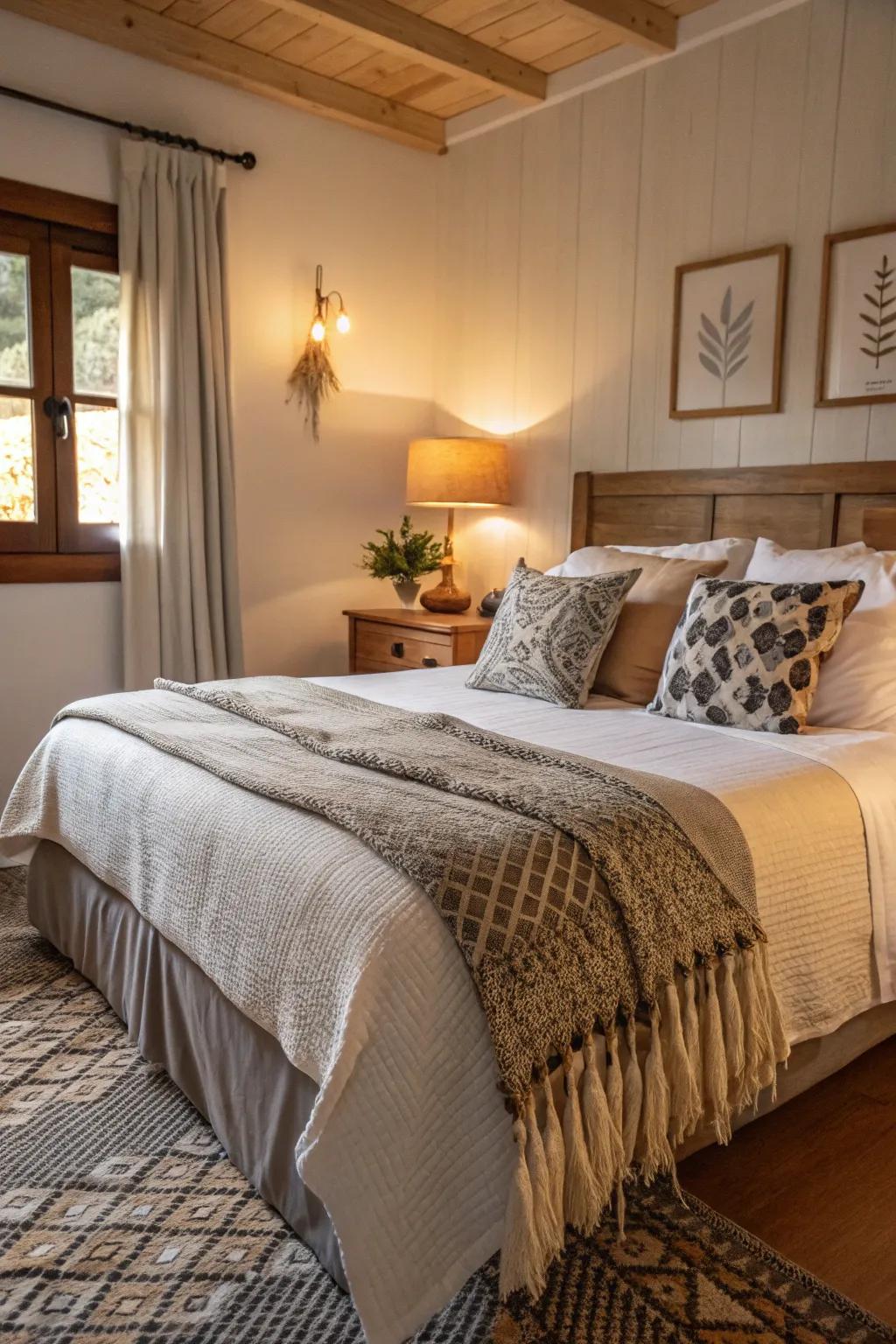 Fabrics add warmth and style to the room's decor