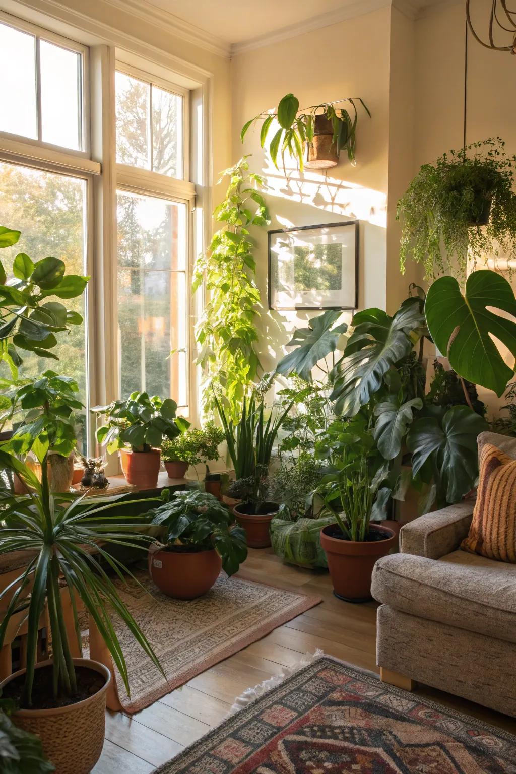 Indoor greenery brings a refreshing and vibrant touch.