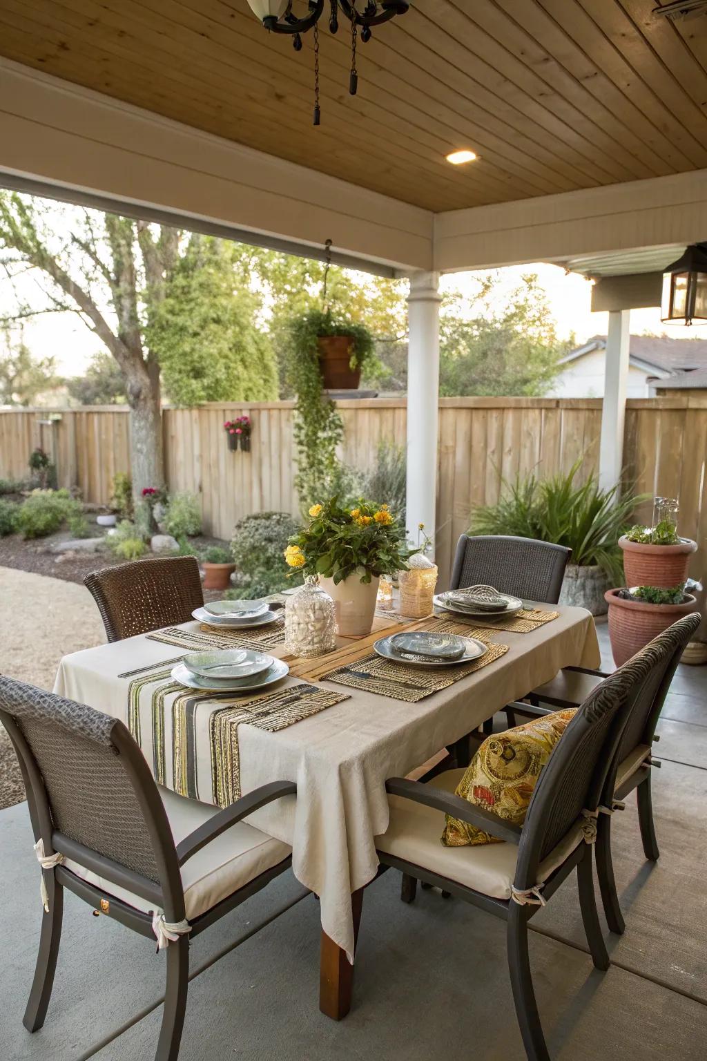 A charming dining spot on the porch.
