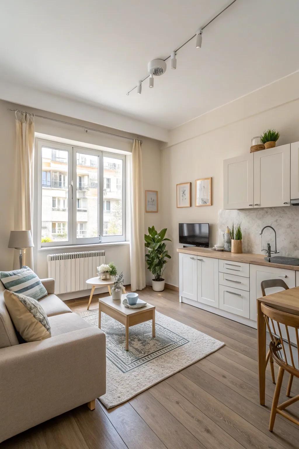 Light colors can brighten your studio and make it feel more open.