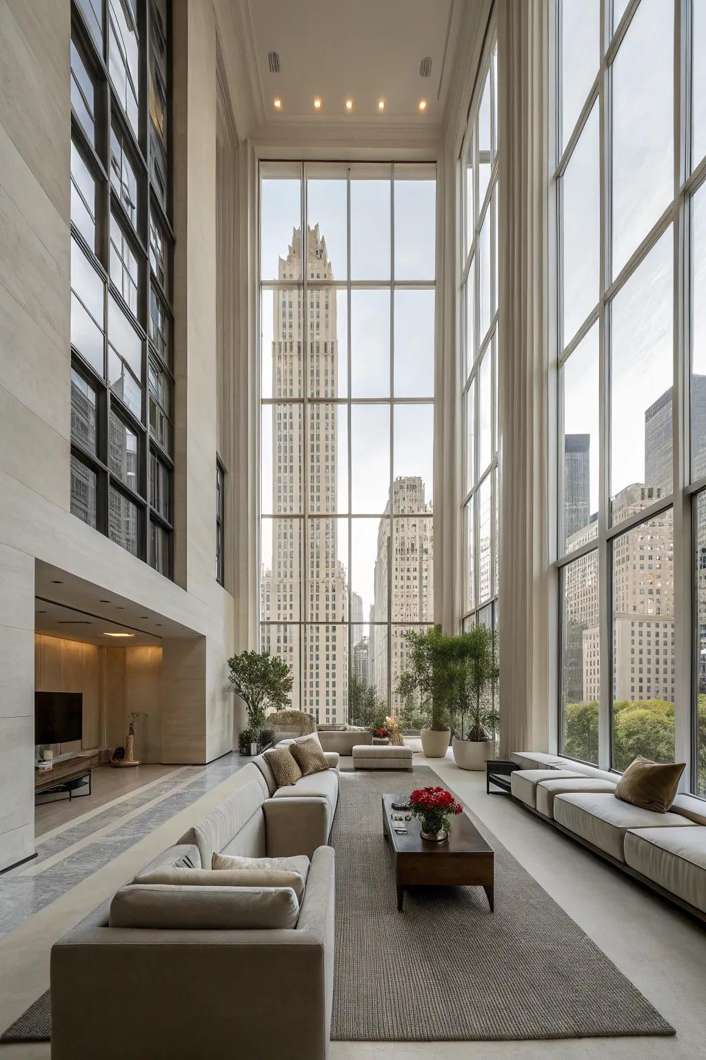 Short furniture for spaciousness.