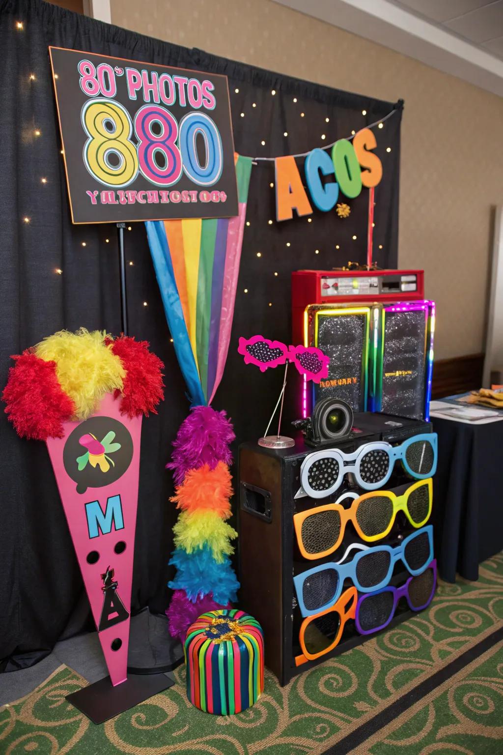 An 80s photo spot captures the enjoyment and memories of your celebration.