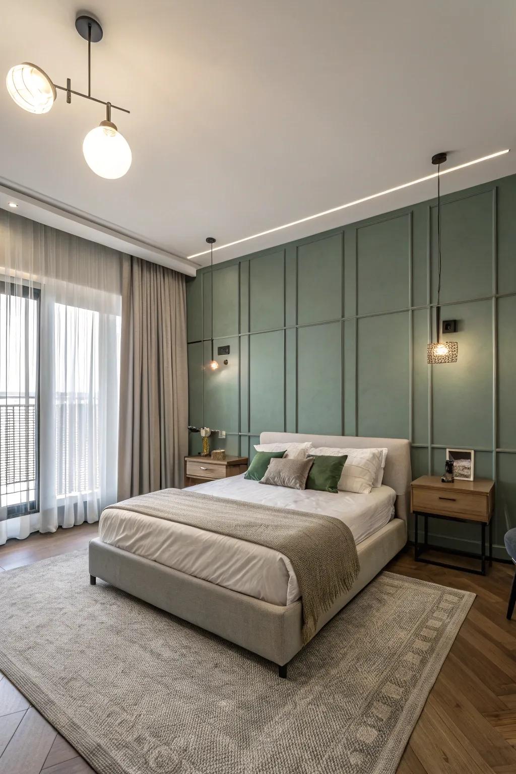 A minimalist feature wall offers a clean and sophisticated aesthetic.