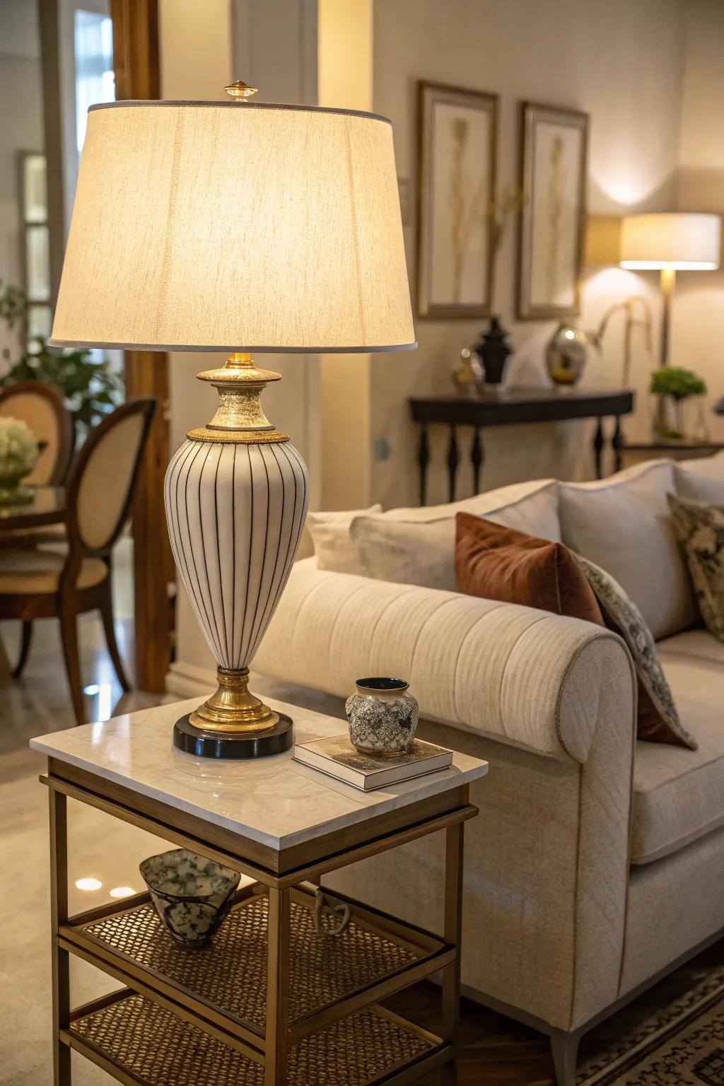 Illuminate your area using an ornamental tabletop light.
