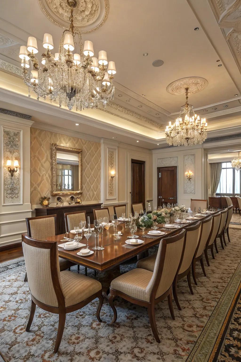 A formal dining setting ideal for colonial-style gatherings.