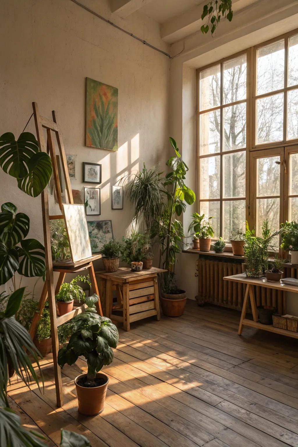 A hint of nature brings calmness to your creative area.