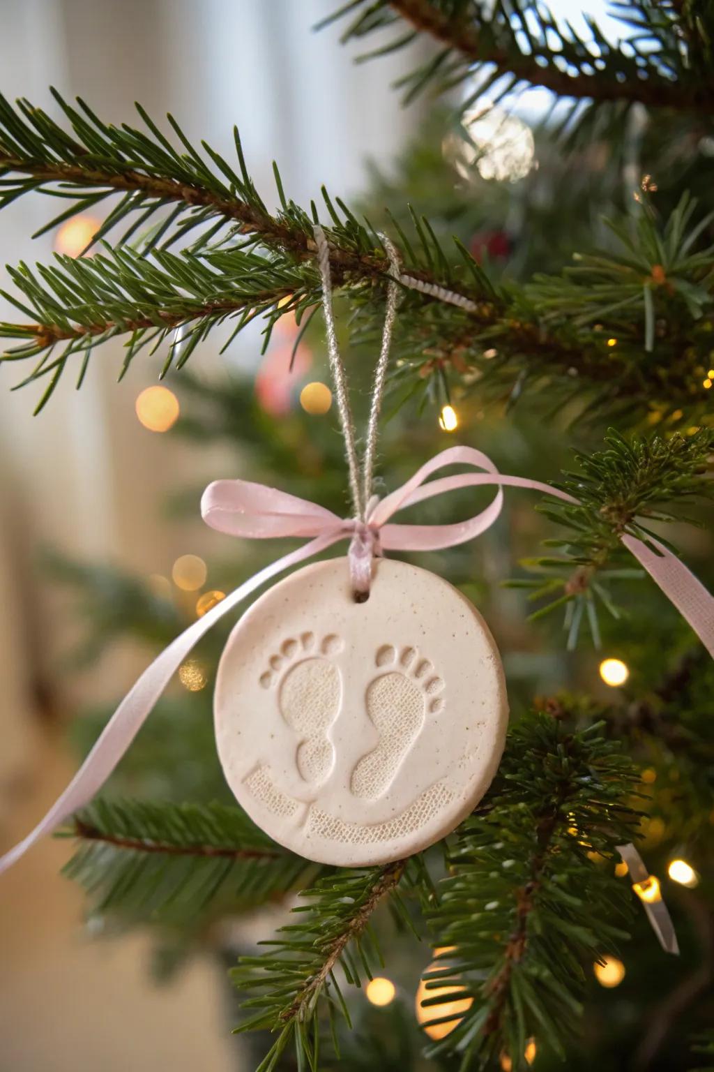 A charming footprint ornament for grandma's holiday decor.