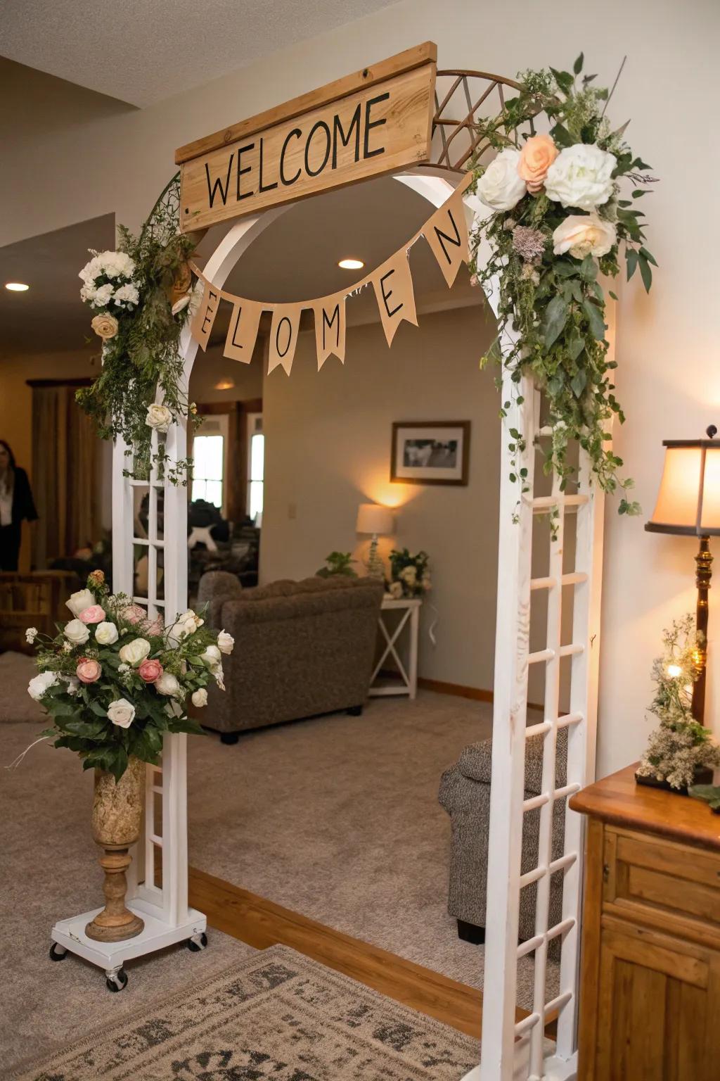 A personalized arch that features custom decor for a special touch.