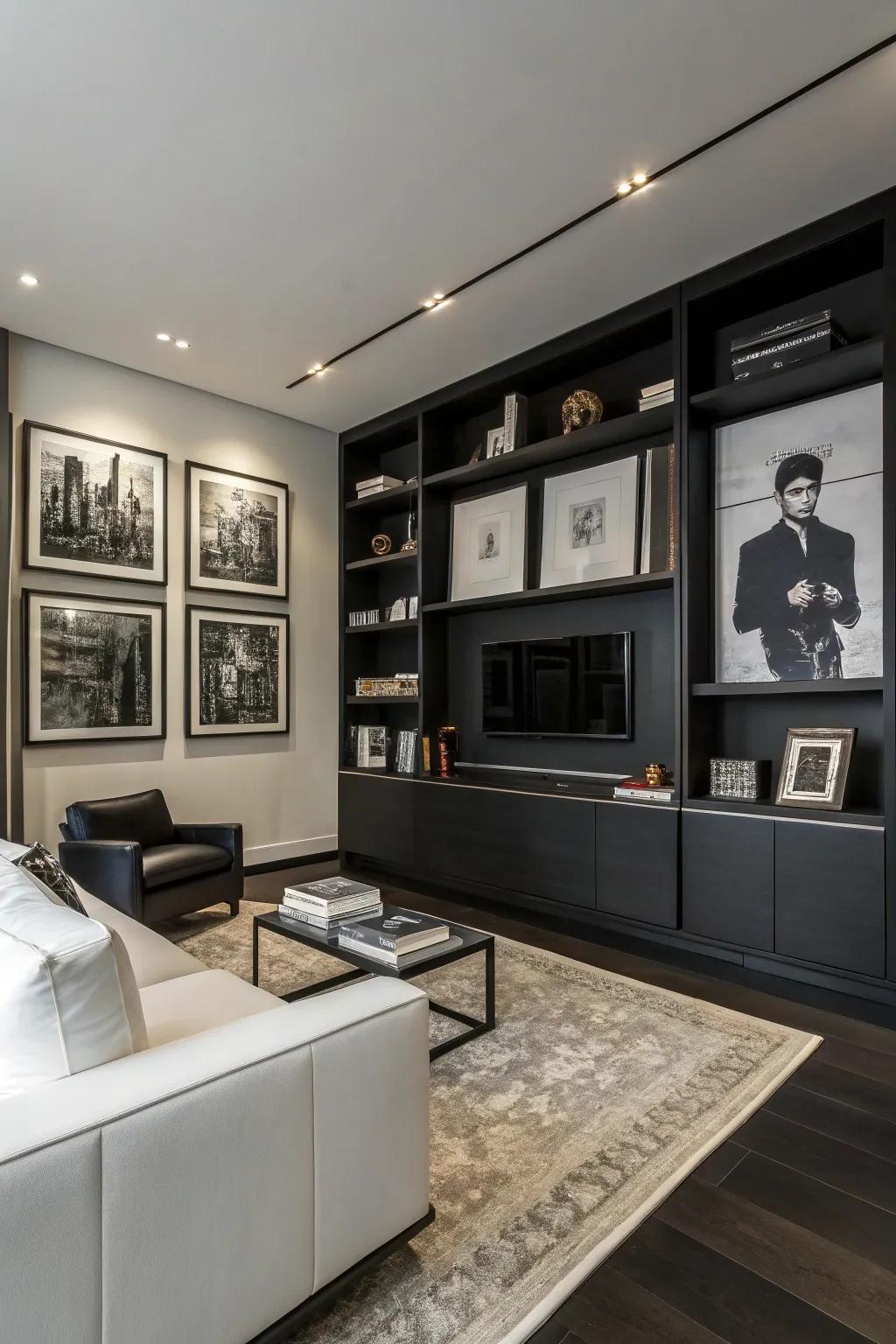 Monochrome art imparts a sense of timeless sophistication.