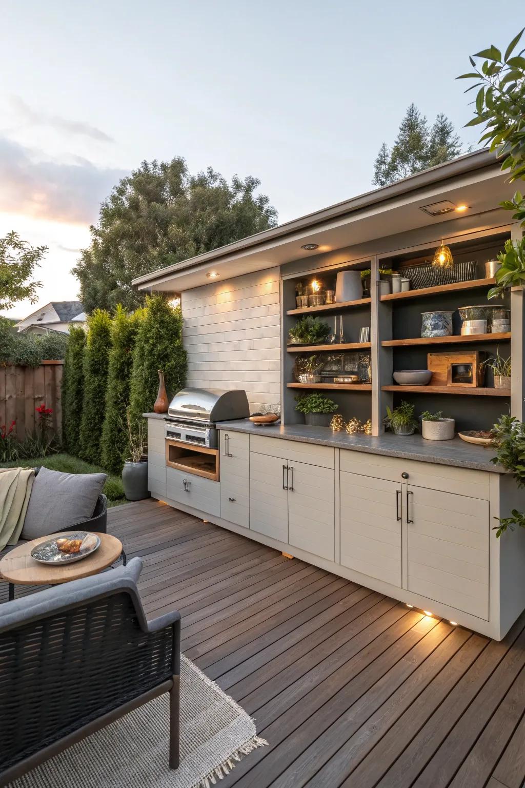Efficient storage keeps your BBQ area organized.
