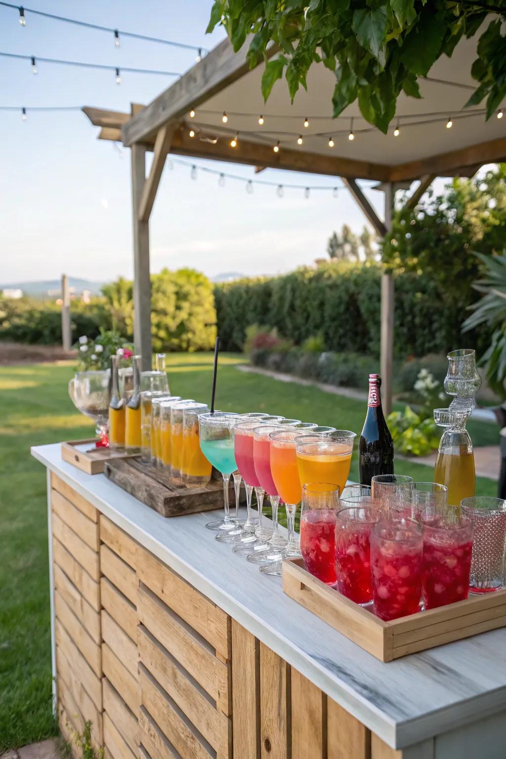 A self-service drink station keeps guests refreshed.
