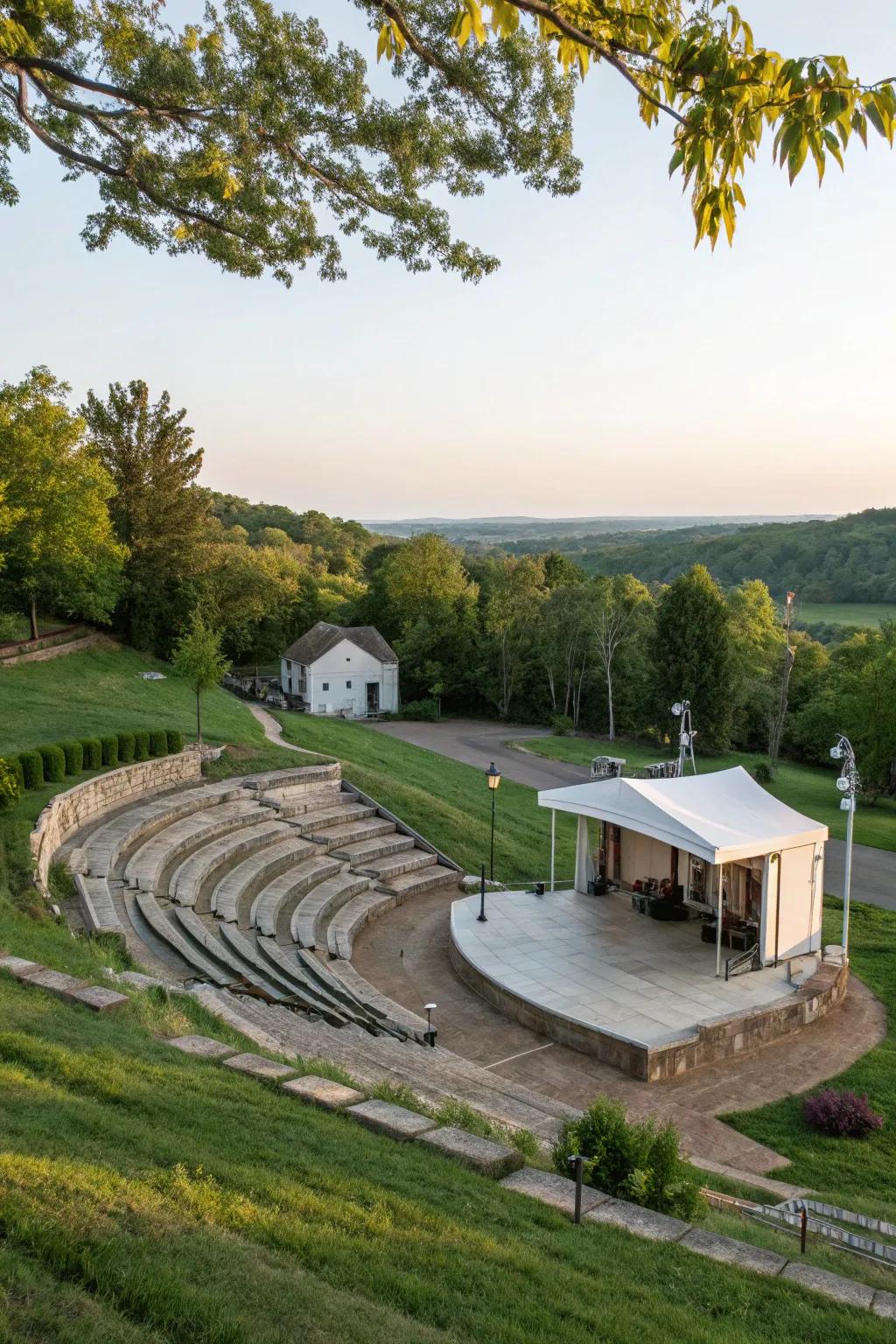 An outside theater turns a hill into an entertainment venue.