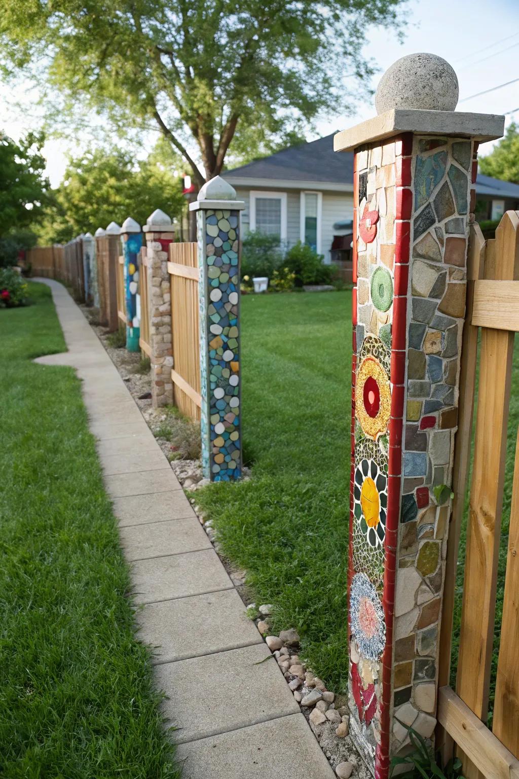 Turn ordinary posts into works of art with stunning mosaic designs.