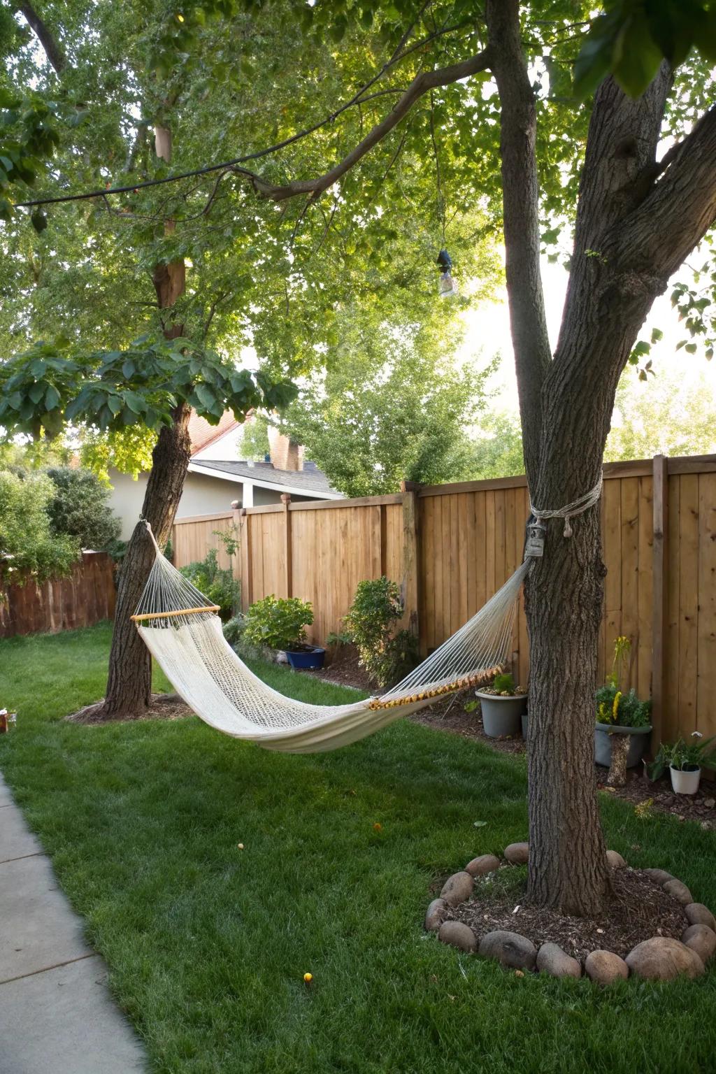 Relax and refresh in a hammock nook in your backyard.