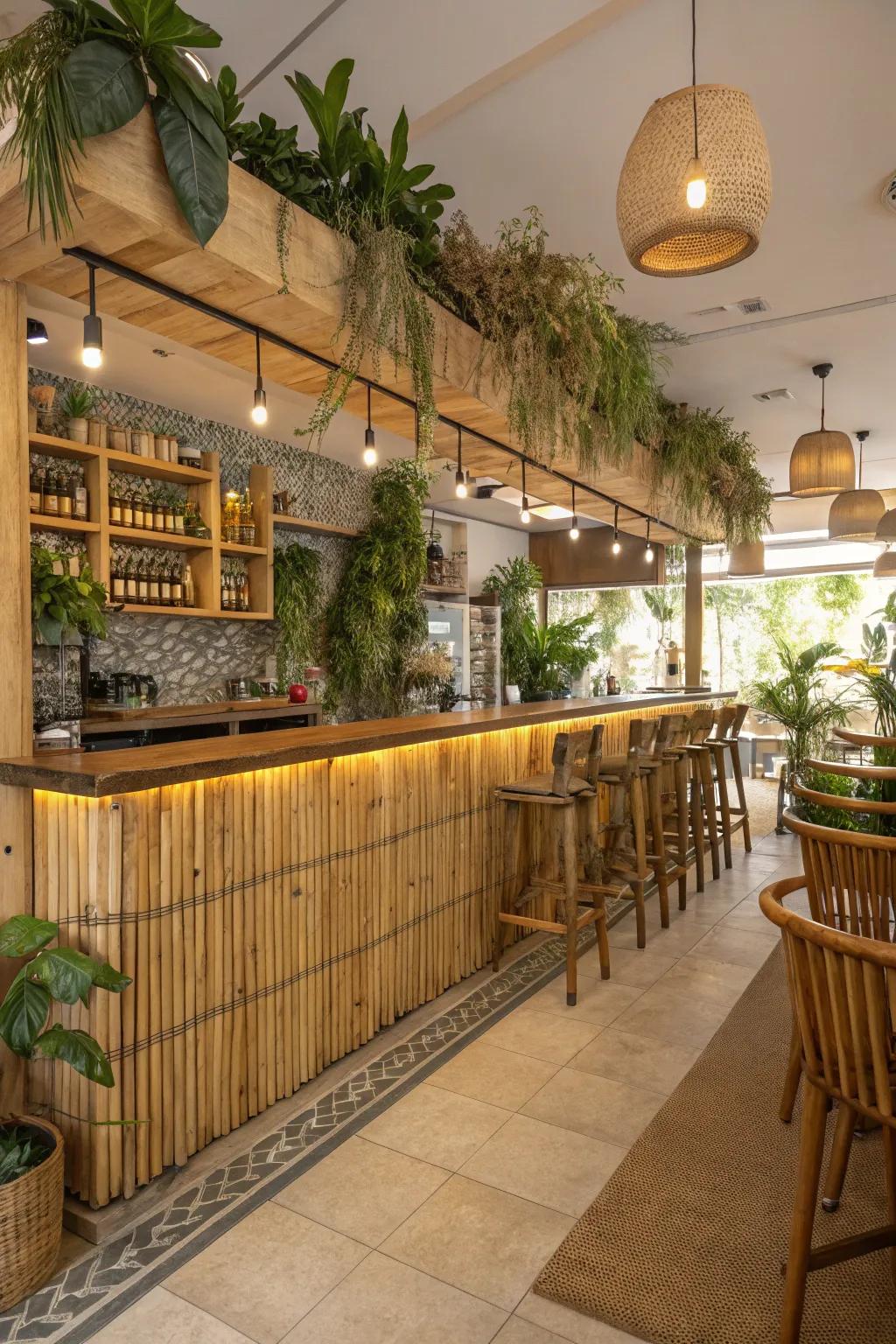 Eco-friendly bamboo foot rails for a natural touch.