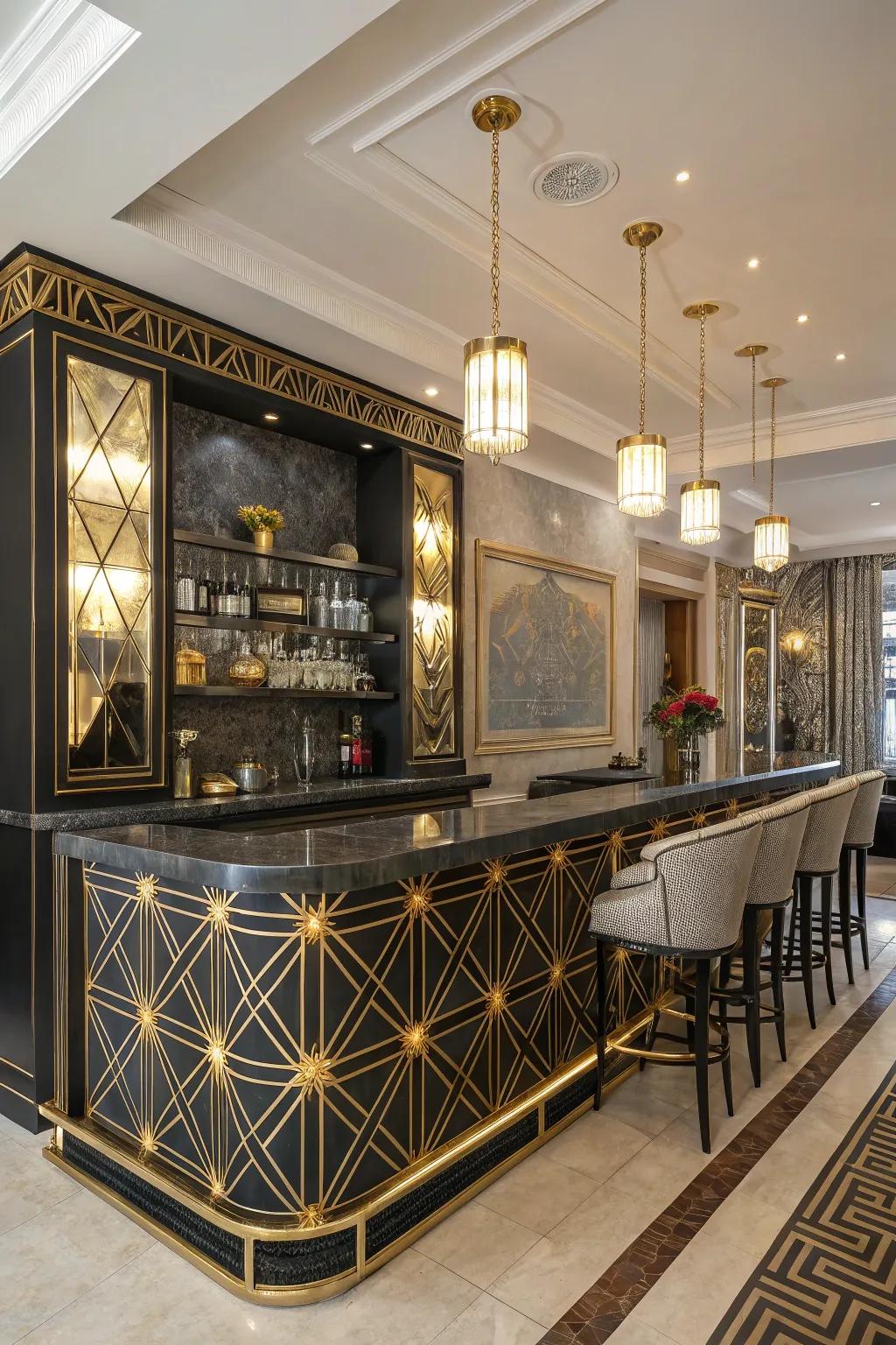 Stylish art deco radiates sophistication using geometric patterns.