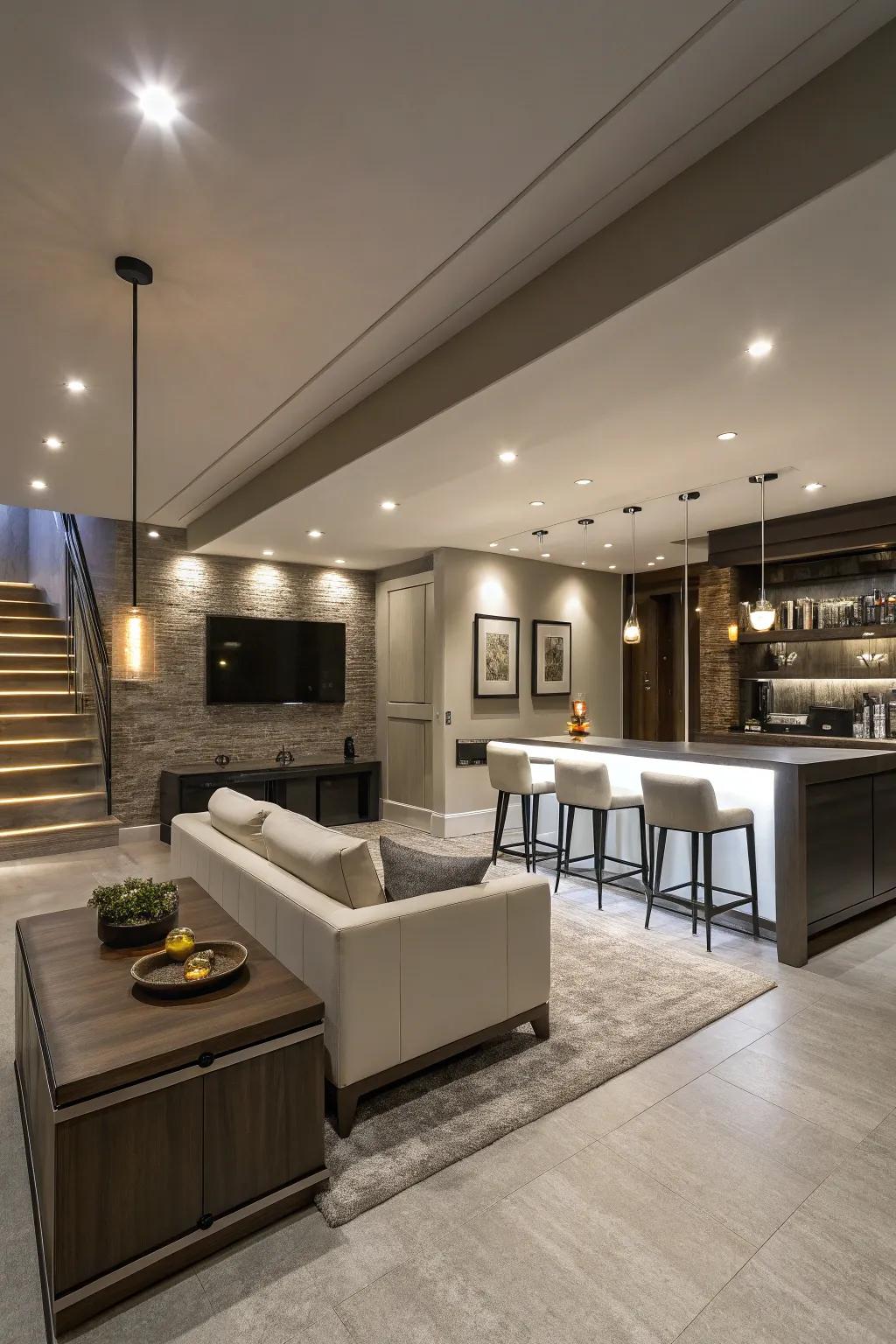 Special lighting enhances your game room.