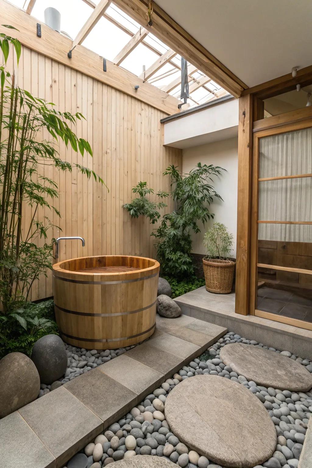 A Zen bathroom design emanates serenity and calm.
