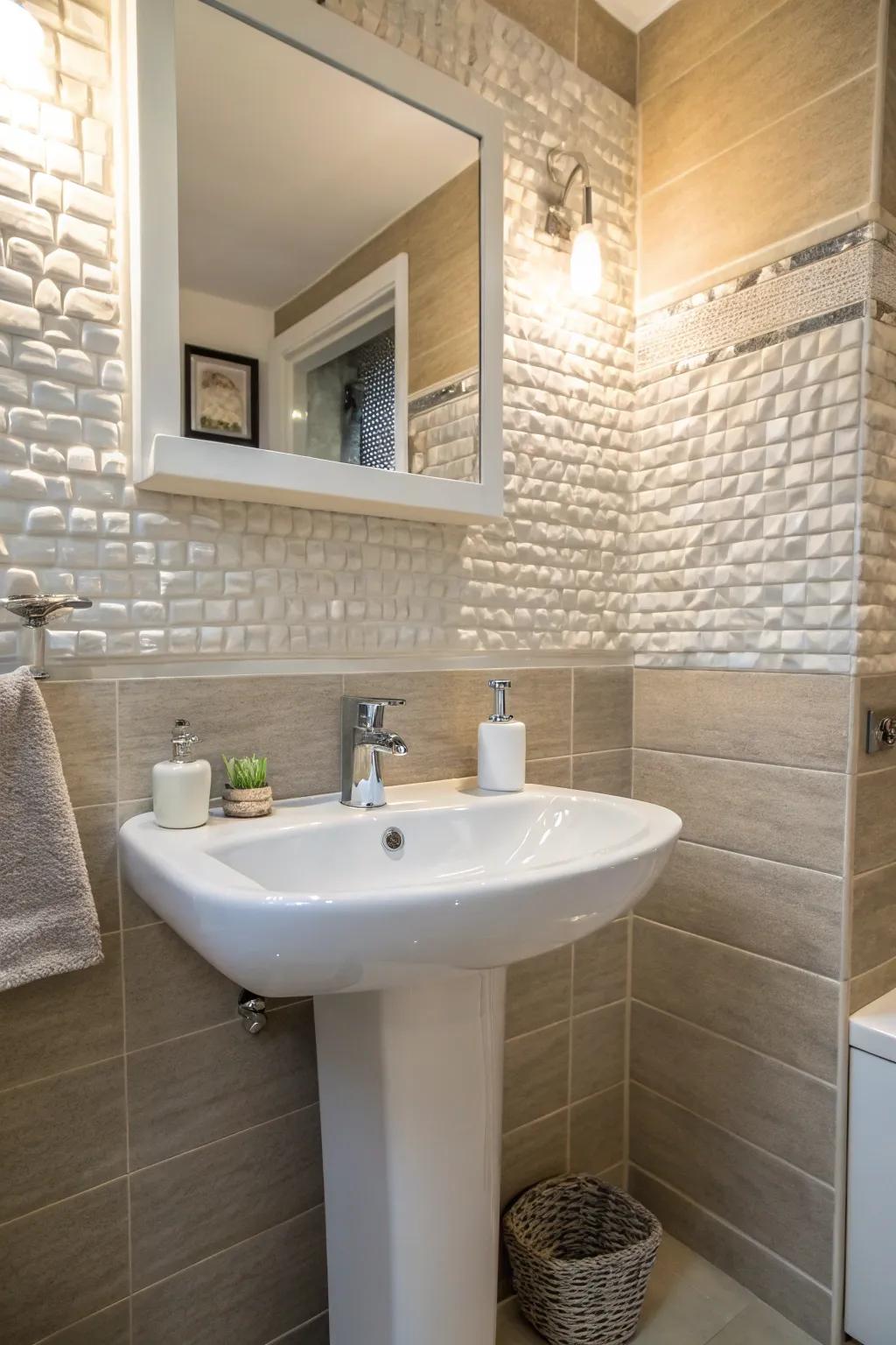 Dimensional tiles enrich your bathroom with dimension and appeal.