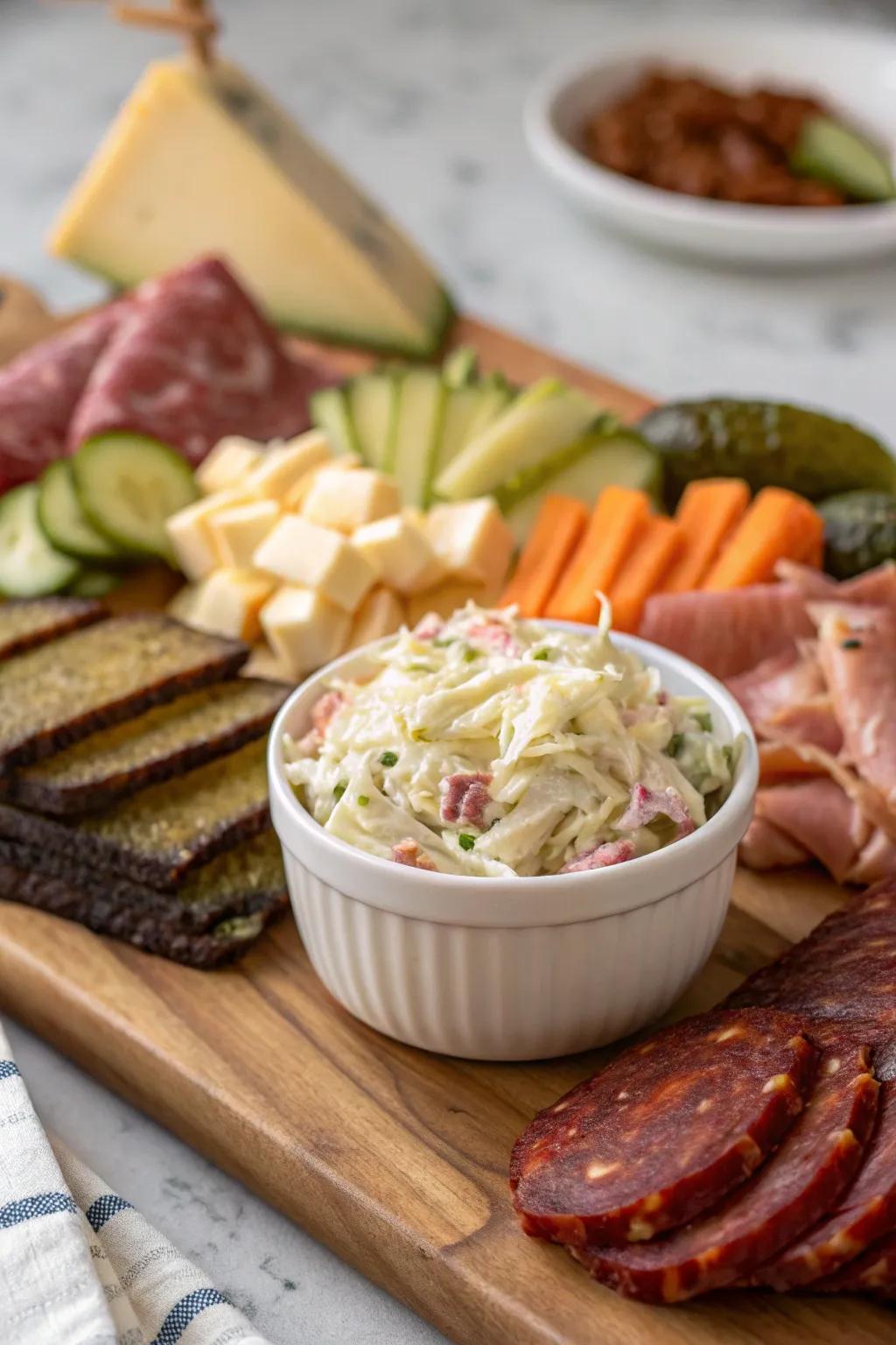 Coleslaw brings a classic barbeque vibe with its creamy crunch