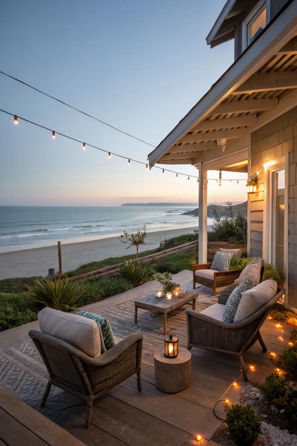 An attractive outdoor escape perfect for enjoying coastal evenings.