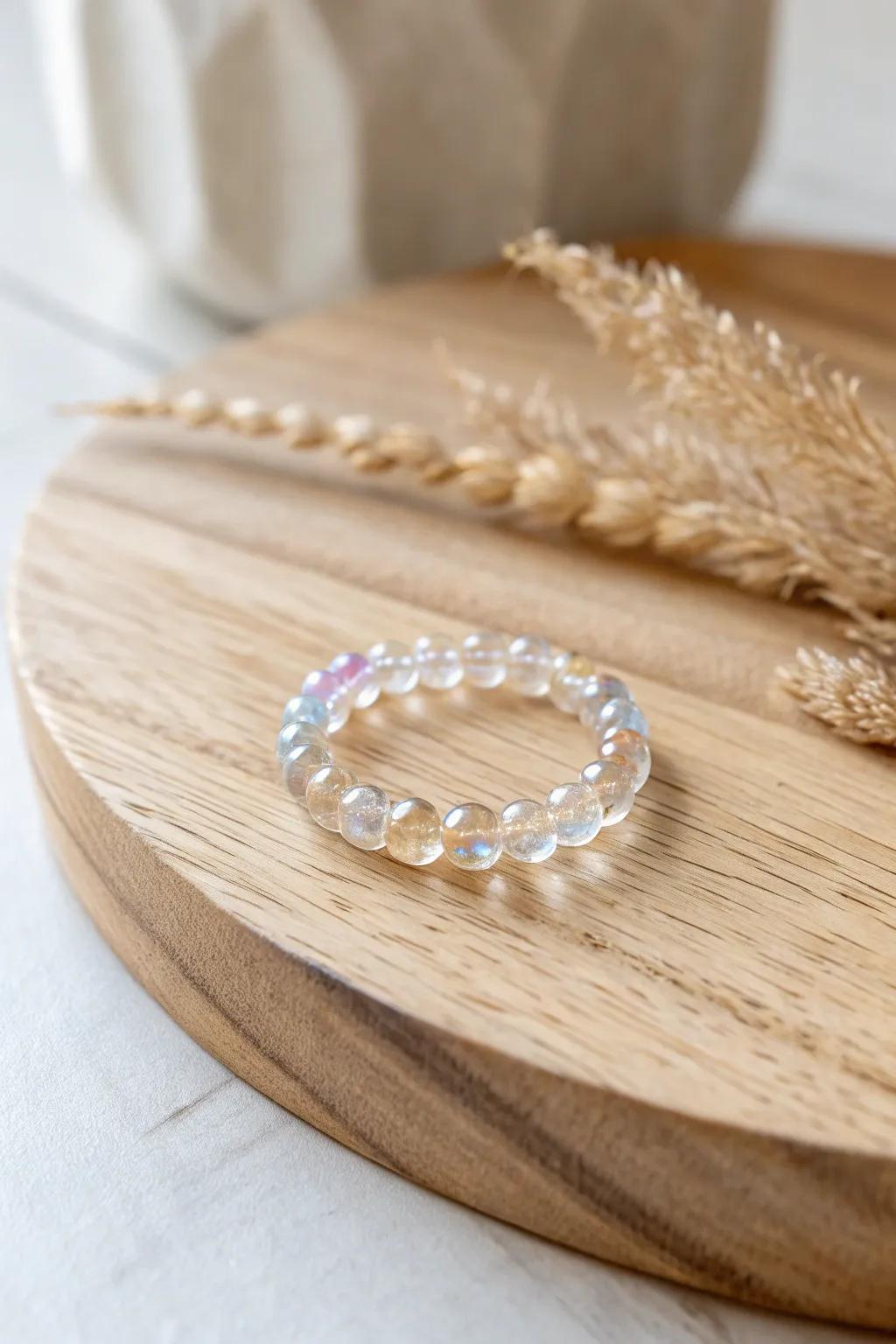 Uncover the magic of lighting with this enchanting colorful shimmer beaded ring, a minimalist masterpiece that plays with color and elegance.