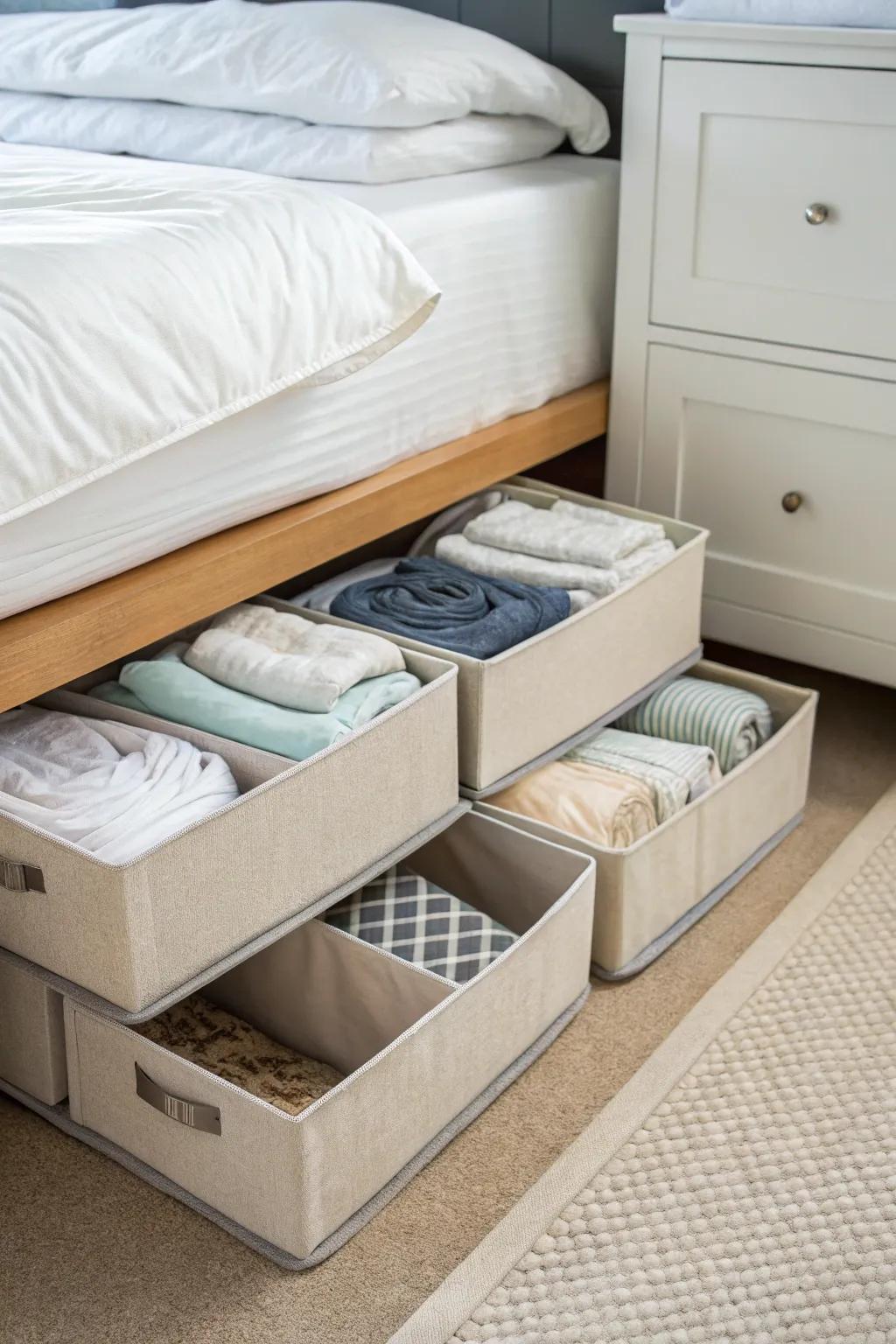 Underbed storage is ideal for maximizing hidden space.