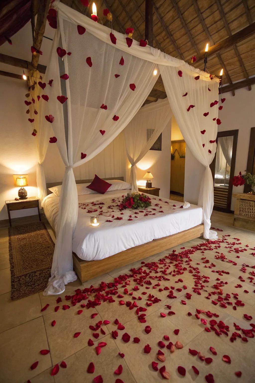 A breathtaking floral round ceiling transforming the bedroom into a dreamlike escape.