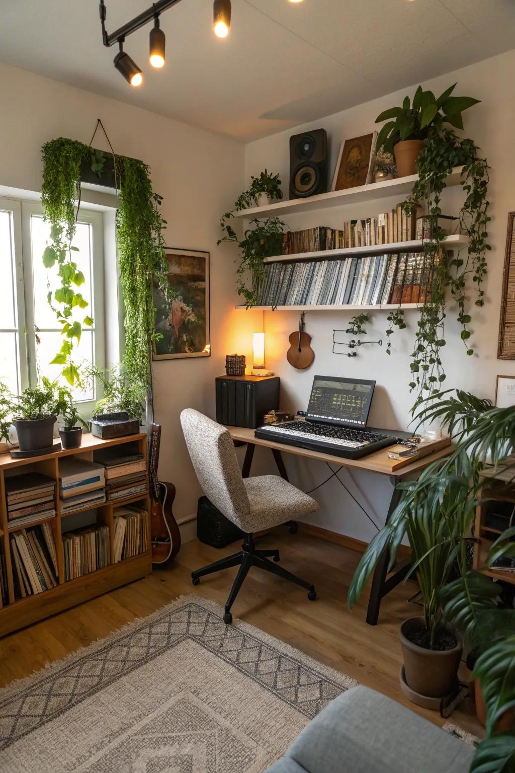 Indoor plants add a breath of fresh air to your music space.