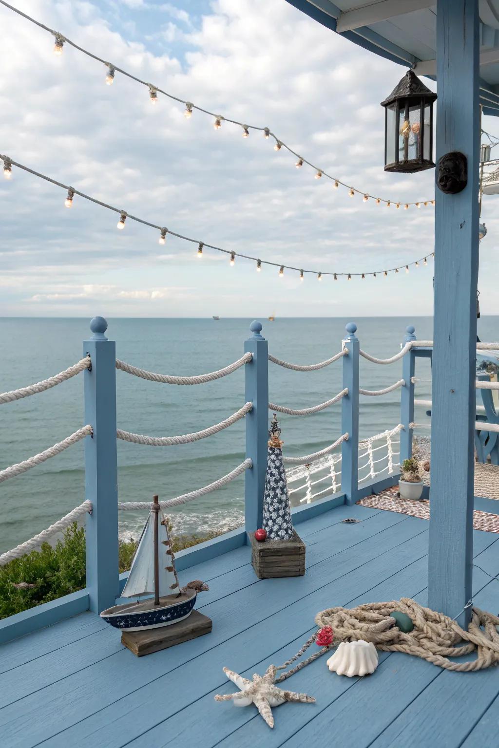 Gray stone blue decks offer a cool and stylish coastal vibe.