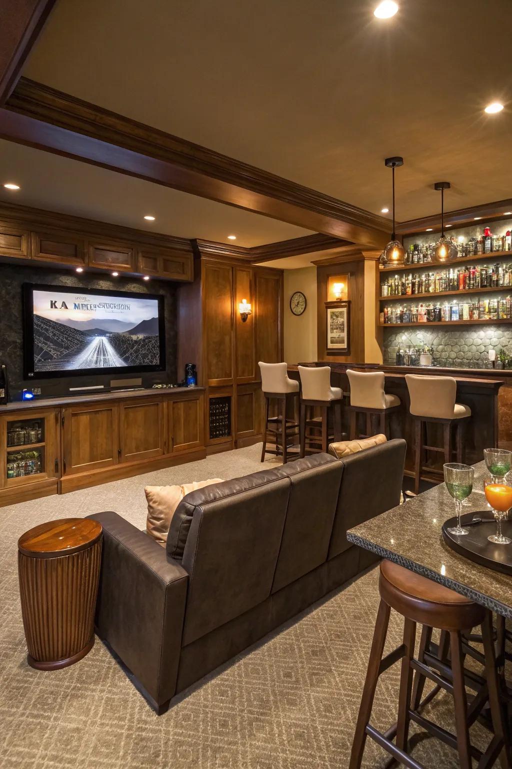 A multifunctional home theater that also serves as an entertainment hub.