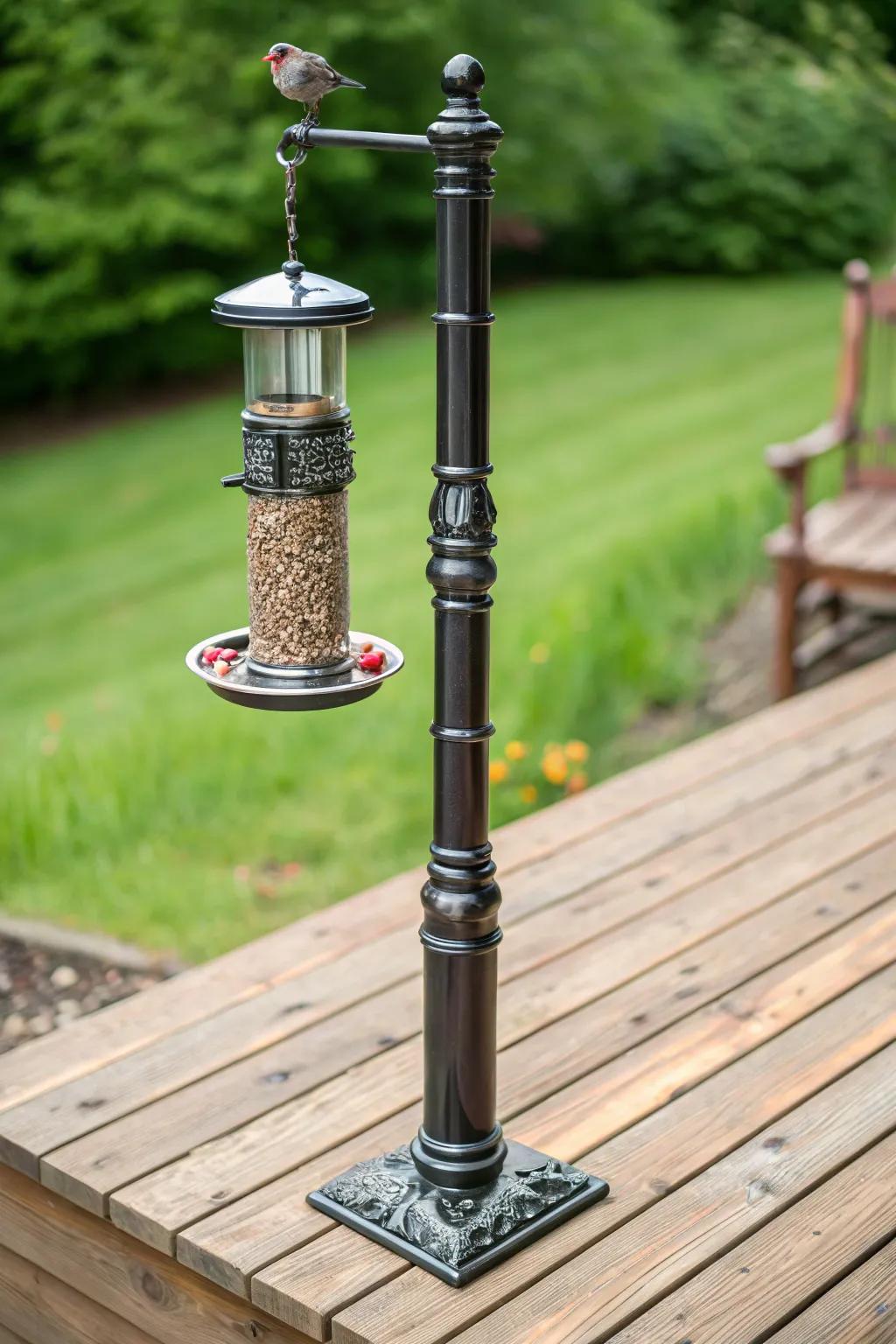 Elevate your outdoor area through a fashionable DIY tube bird feeder pole.