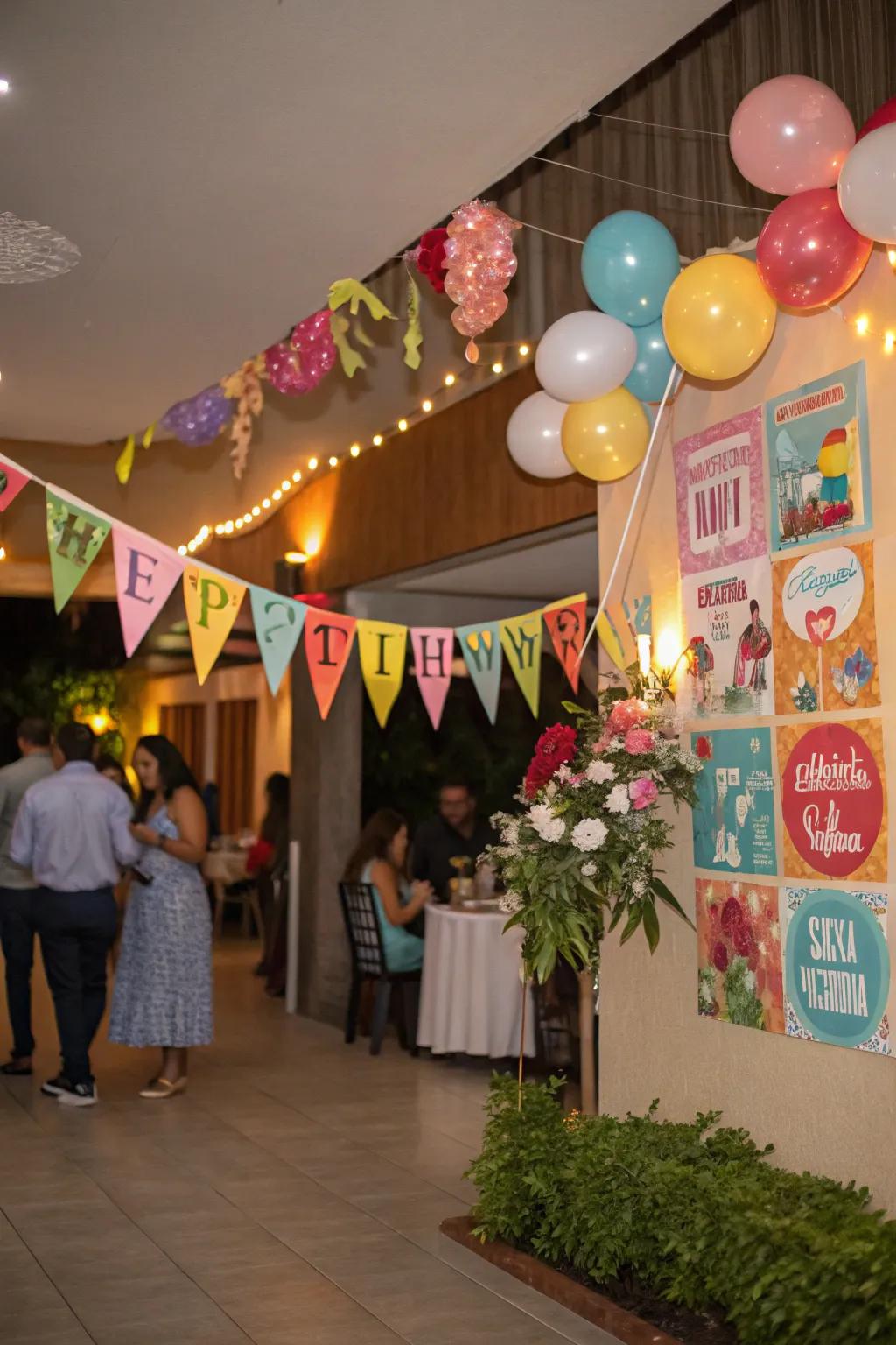 Custom banners delivering a personal touch to the birthday celebration.