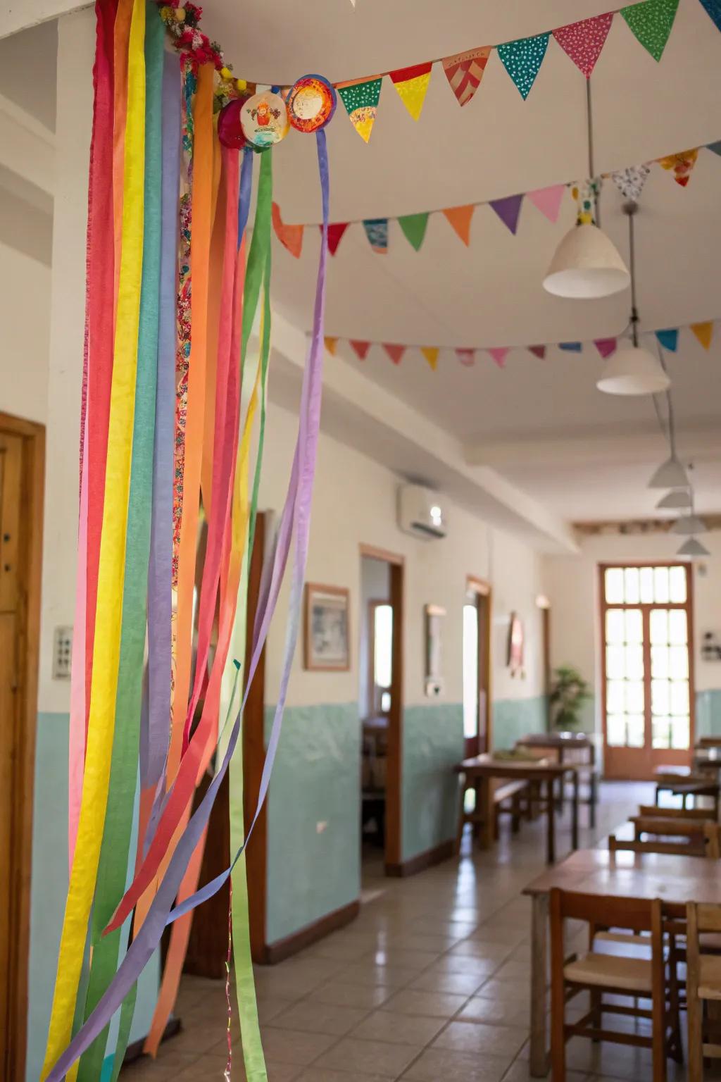 Hanging streamers instantly brighten up the room.