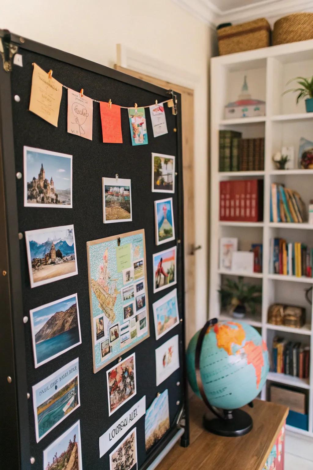 Relive your adventures with a travel-themed notice board.