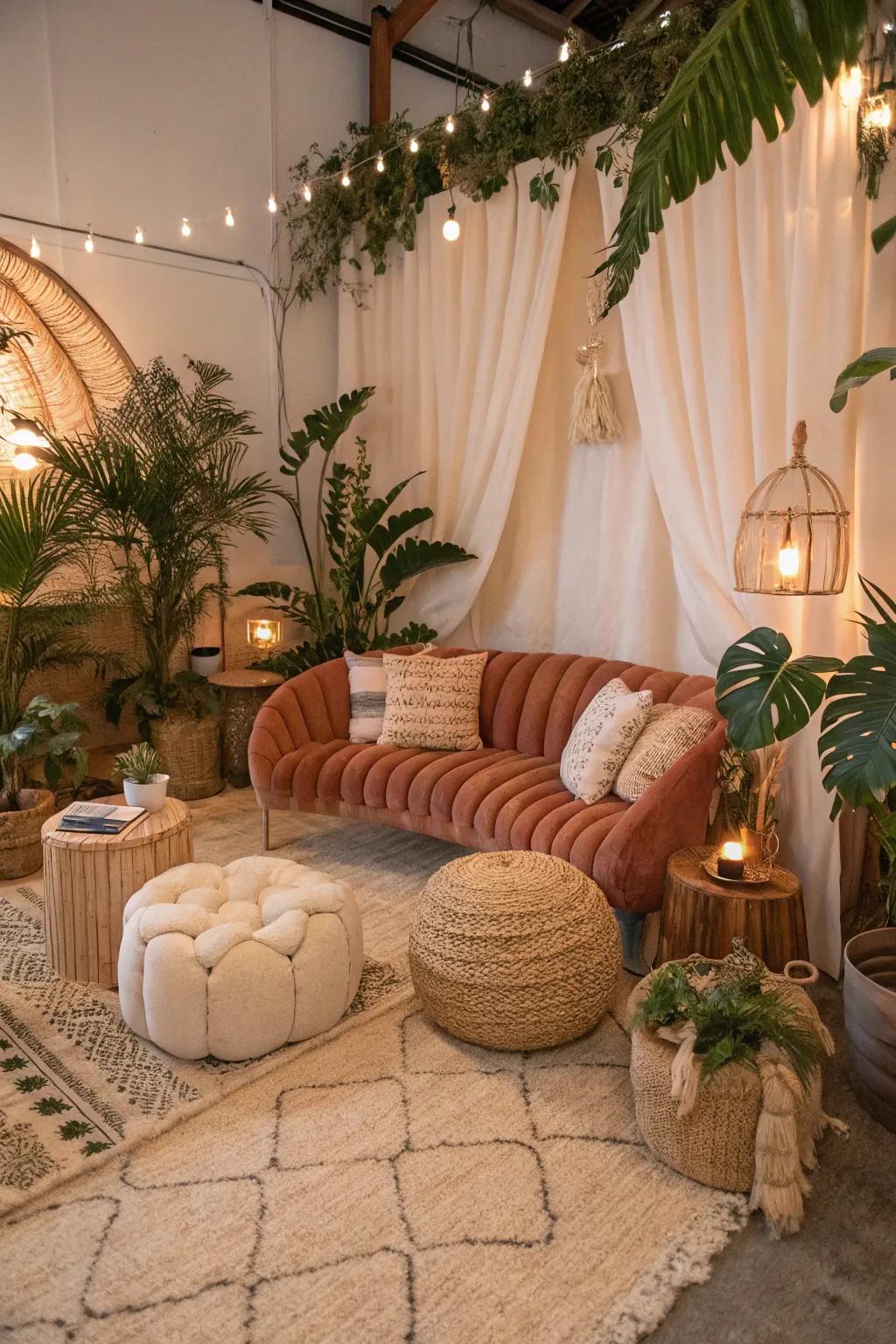 Organic shapes add flow and harmony to a bohemian place.