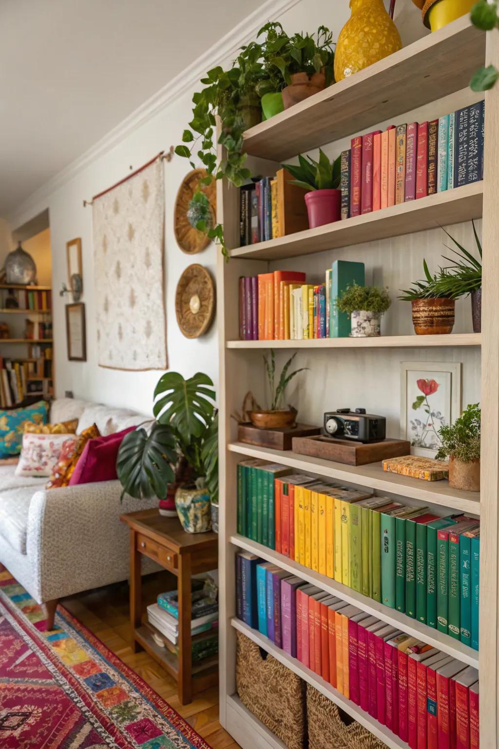 Open shelving establishes a dynamic display for your prized items.