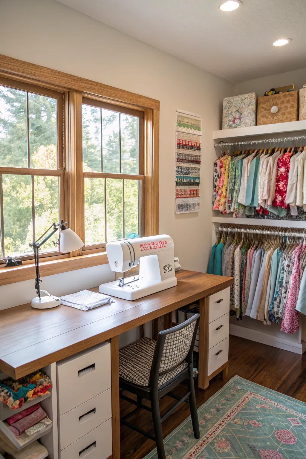 A dedicated sewing space stimulates creativity and enhances precision.