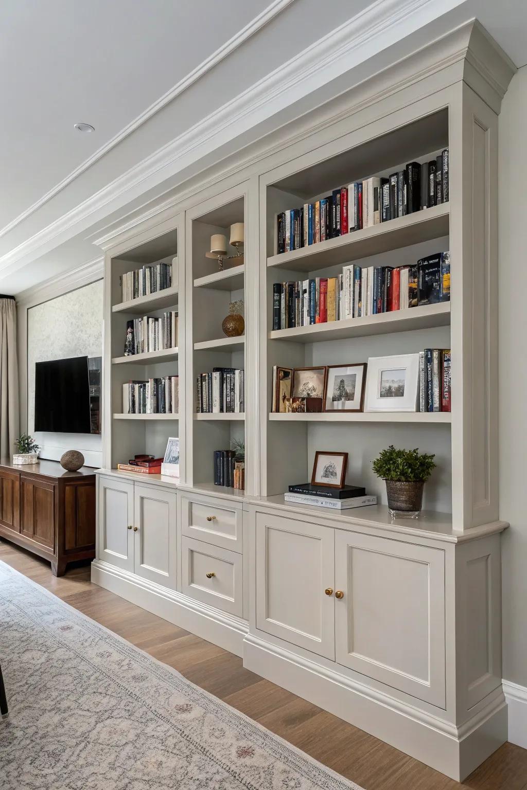 Tailored shelves for a cohesive aesthetic.