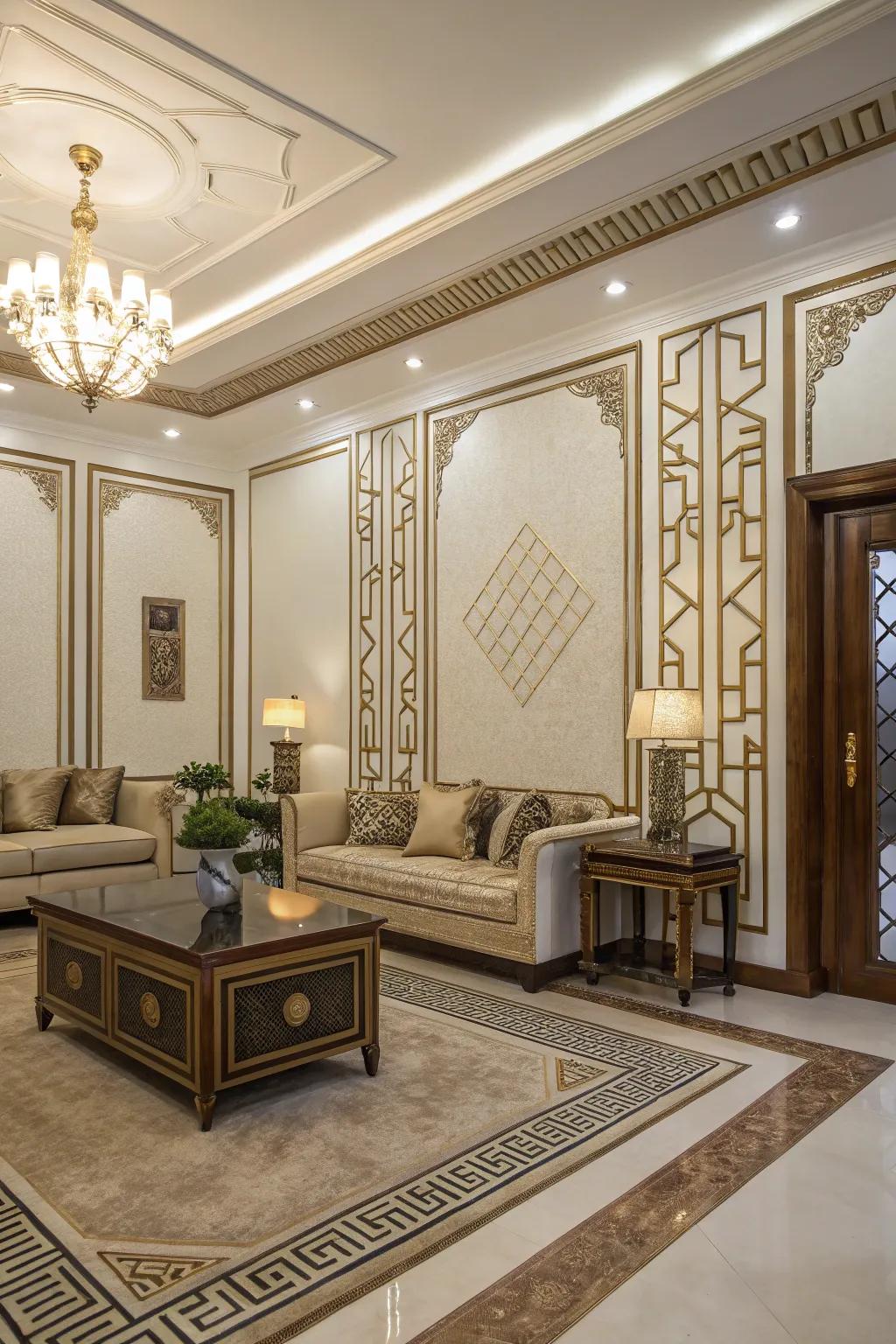 Roaring Twenties borders infuse rooms with allure and sophistication.