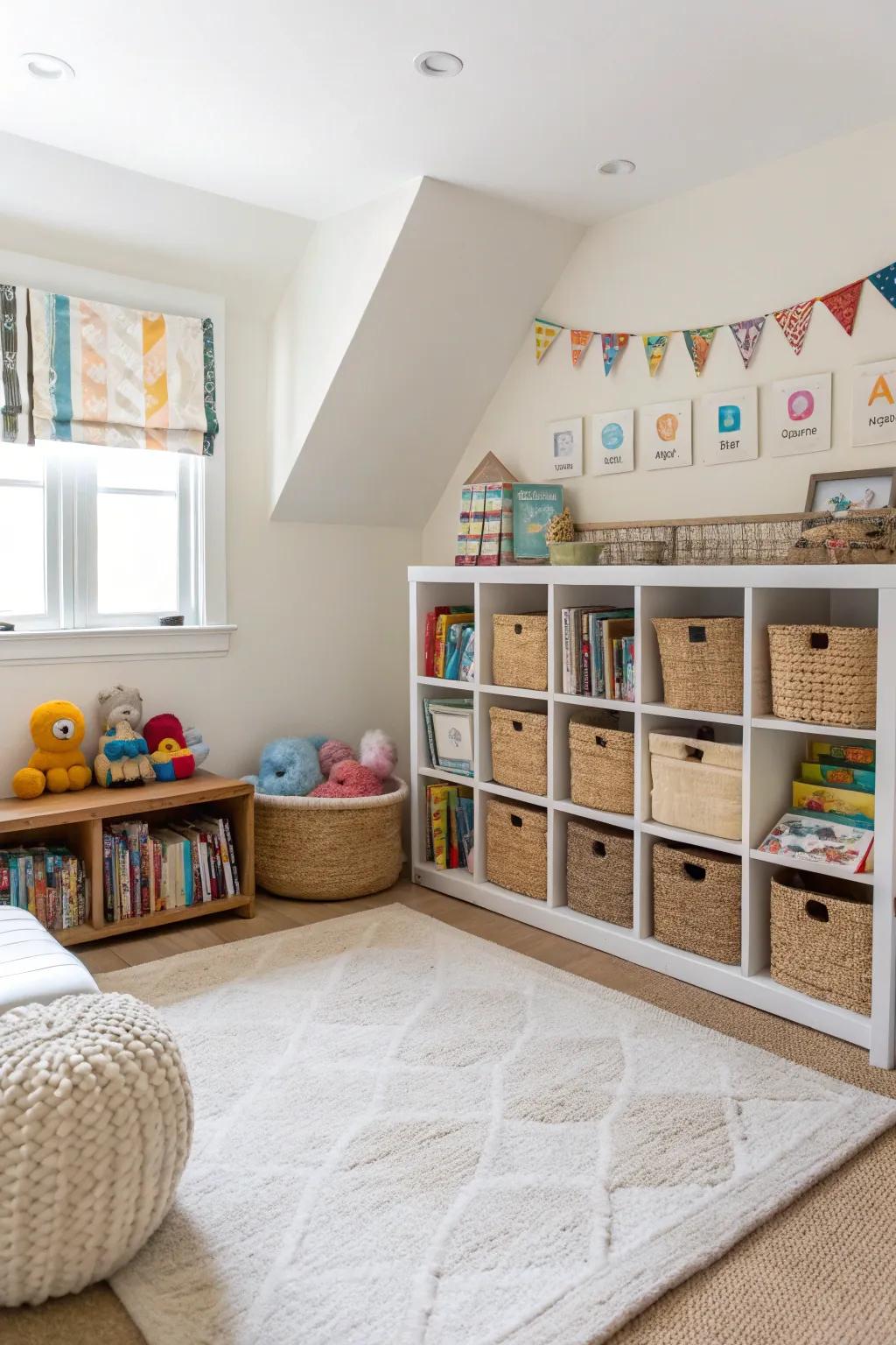 A designated play zone encourages imagination and neat play habits.