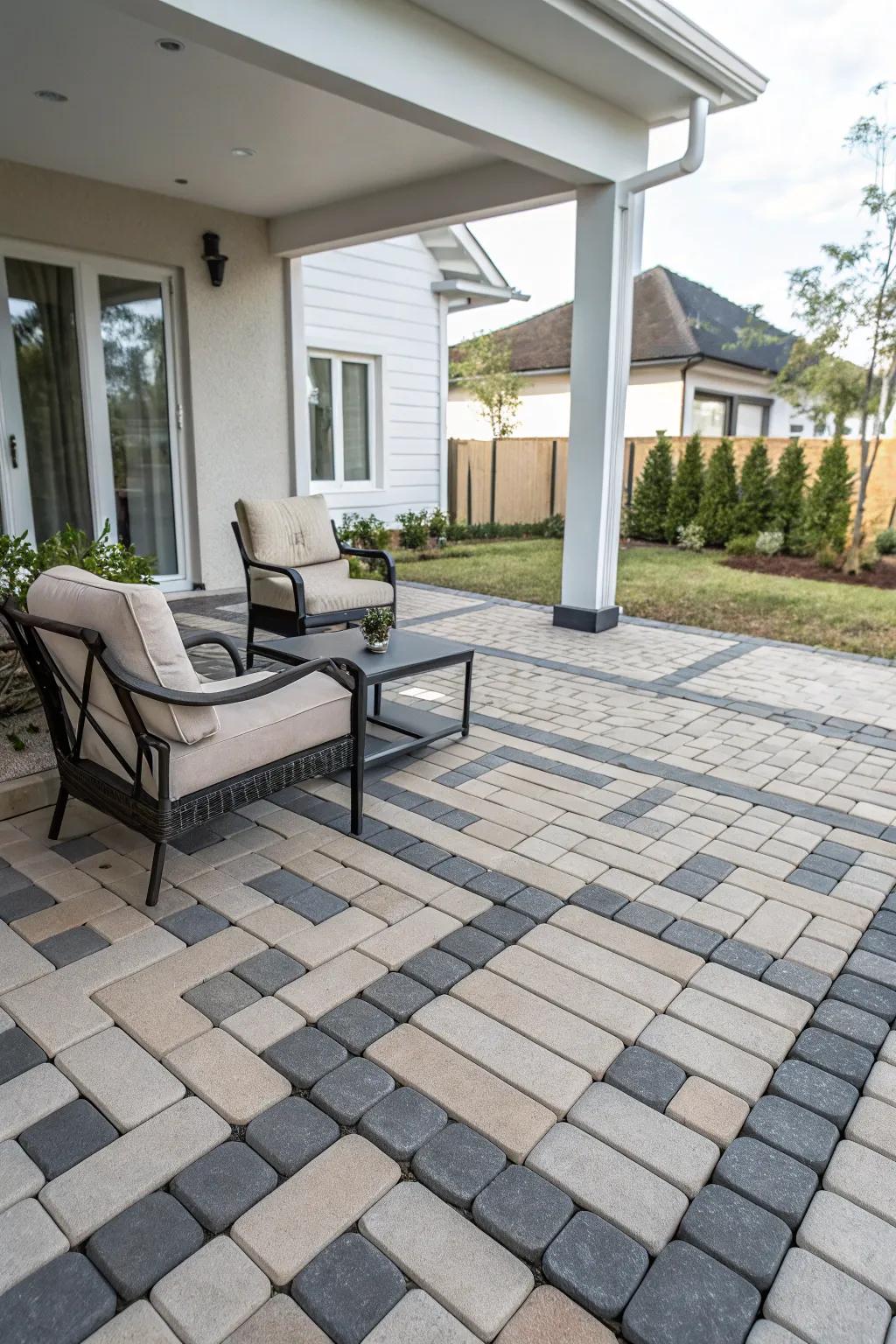 Symmetrical layouts introduce a contemporary and sophisticated touch to patios.